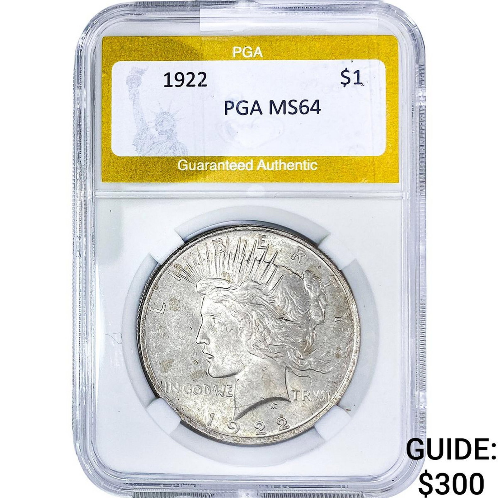 1922 Silver Peace Dollar PGA MS64: 1922 Silver Peace Dollar PGA MS64