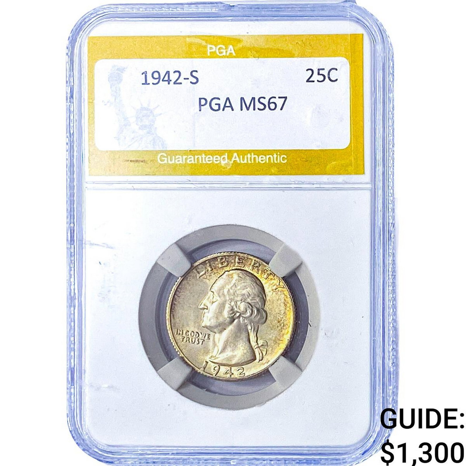 1942-S Washington Silver Quarter PGA MS67: 1942-S Washington Silver Quarter PGA MS67