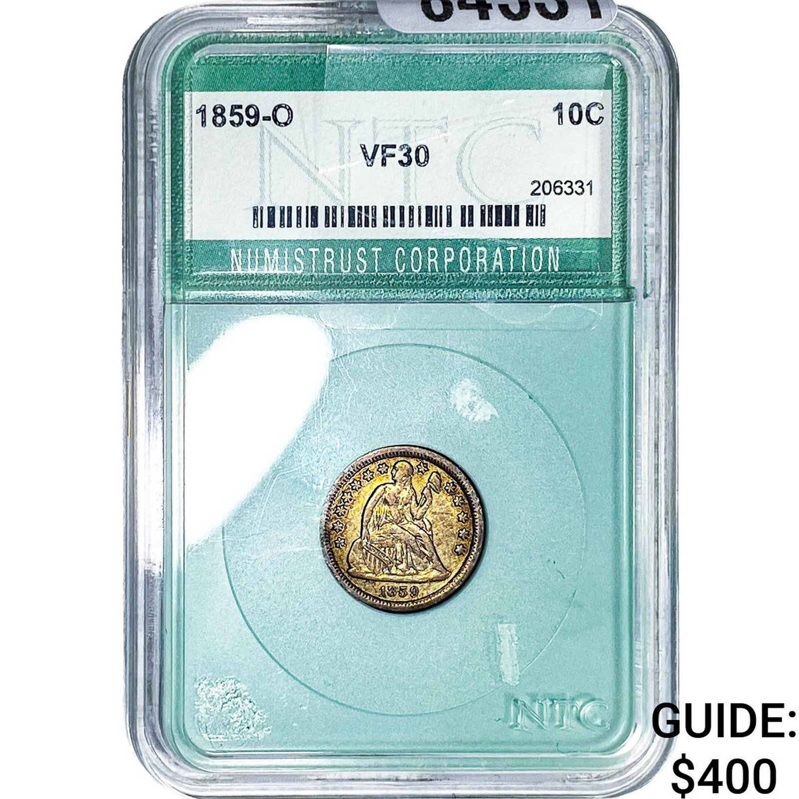 1859-O Seated Liberty Dime NTC VF30: 1859-O Seated Liberty Dime NTC VF30