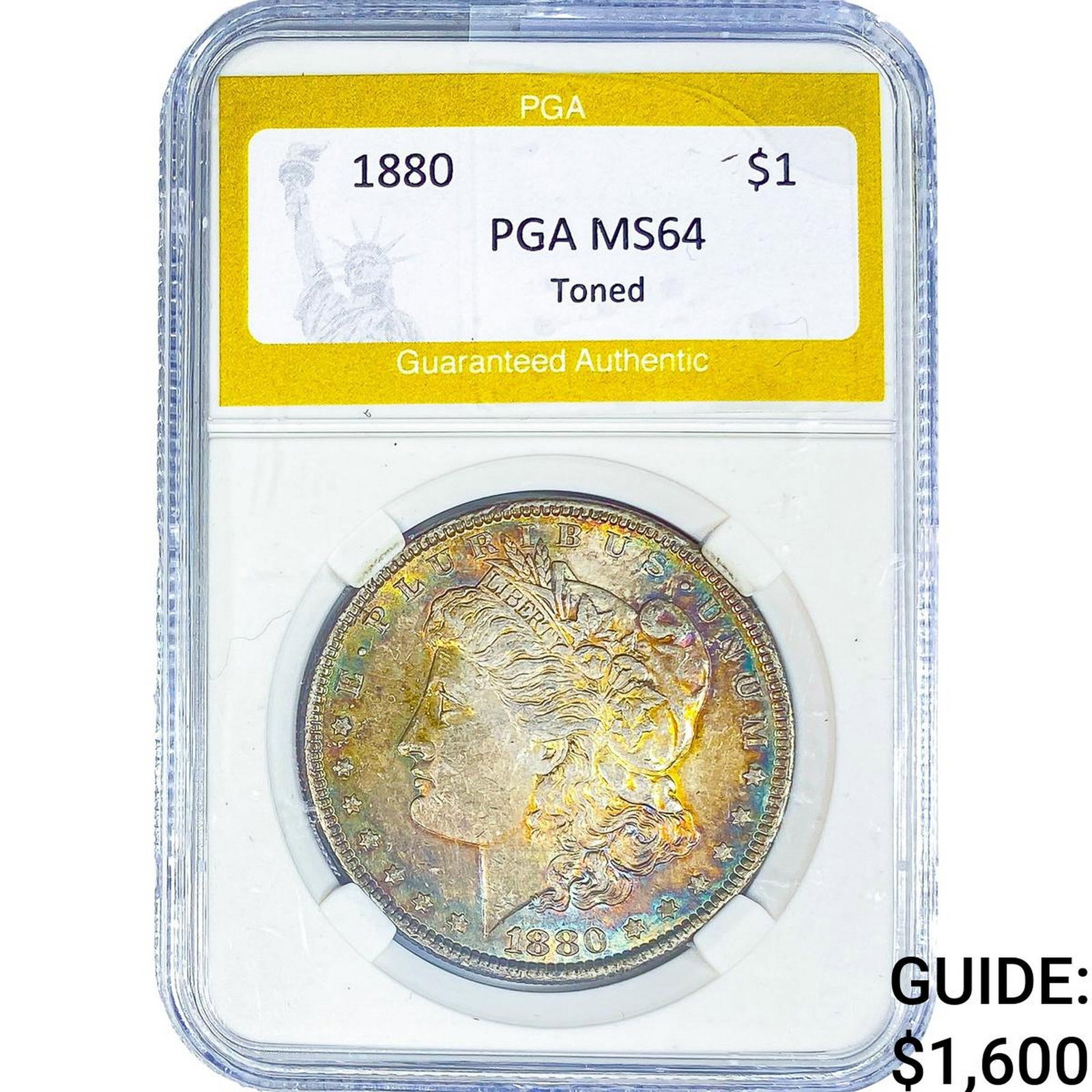 1880 Morgan Silver Dollar PGA MS64 Toned: 1880 Morgan Silver Dollar PGA MS64 Toned