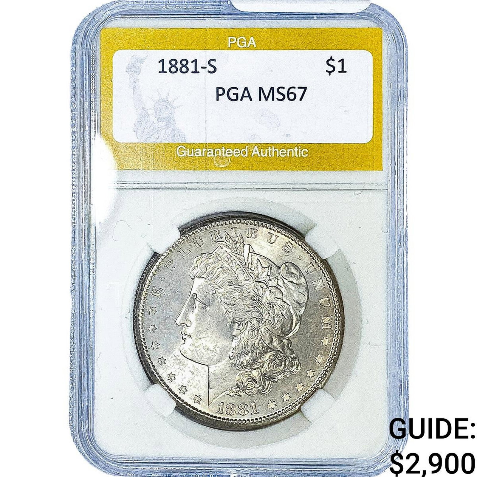 1881-S Morgan Silver Dollar PGA MS67: 1881-S Morgan Silver Dollar PGA MS67