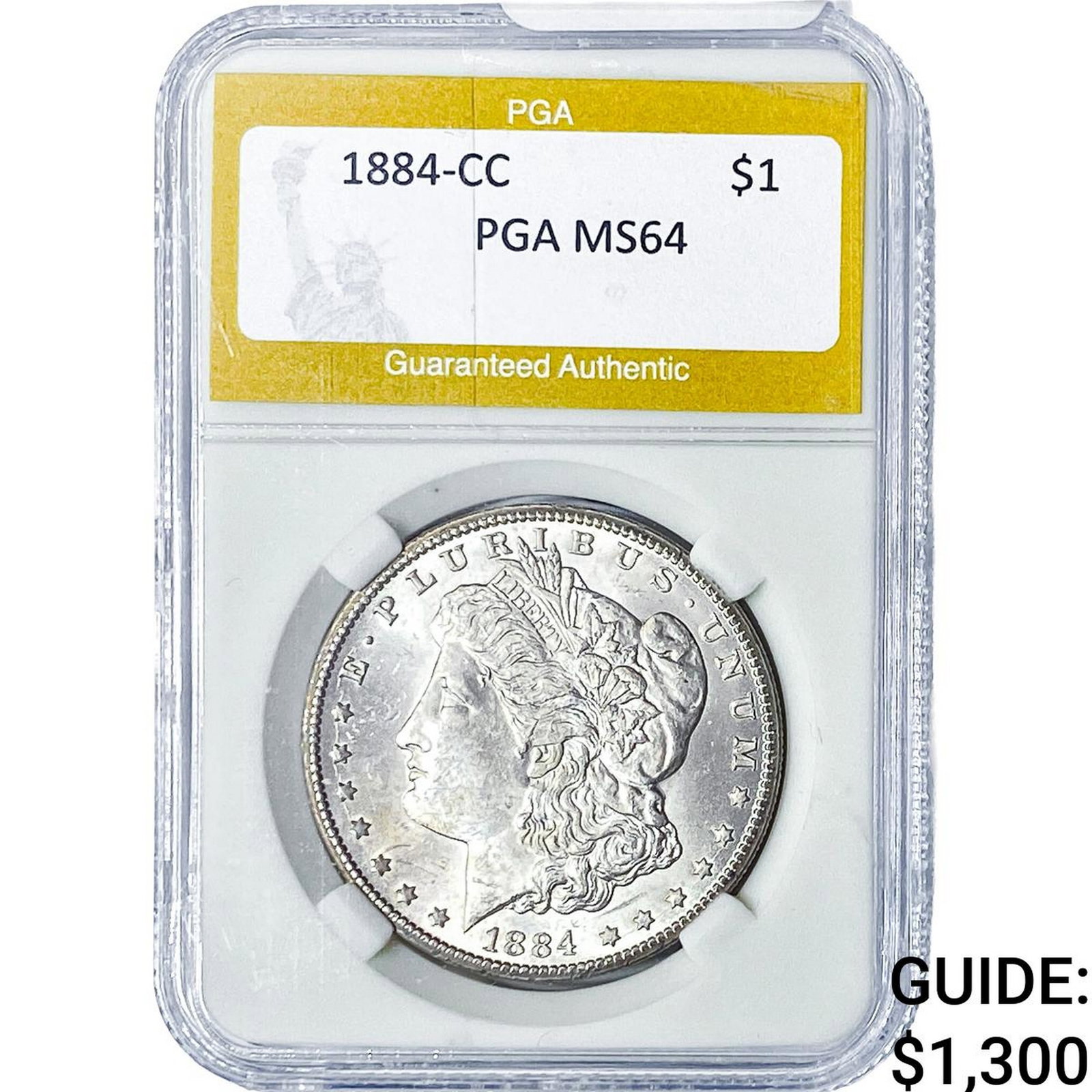 1884-CC Morgan Silver Dollar PGA MS64: 1884-CC Morgan Silver Dollar PGA MS64
