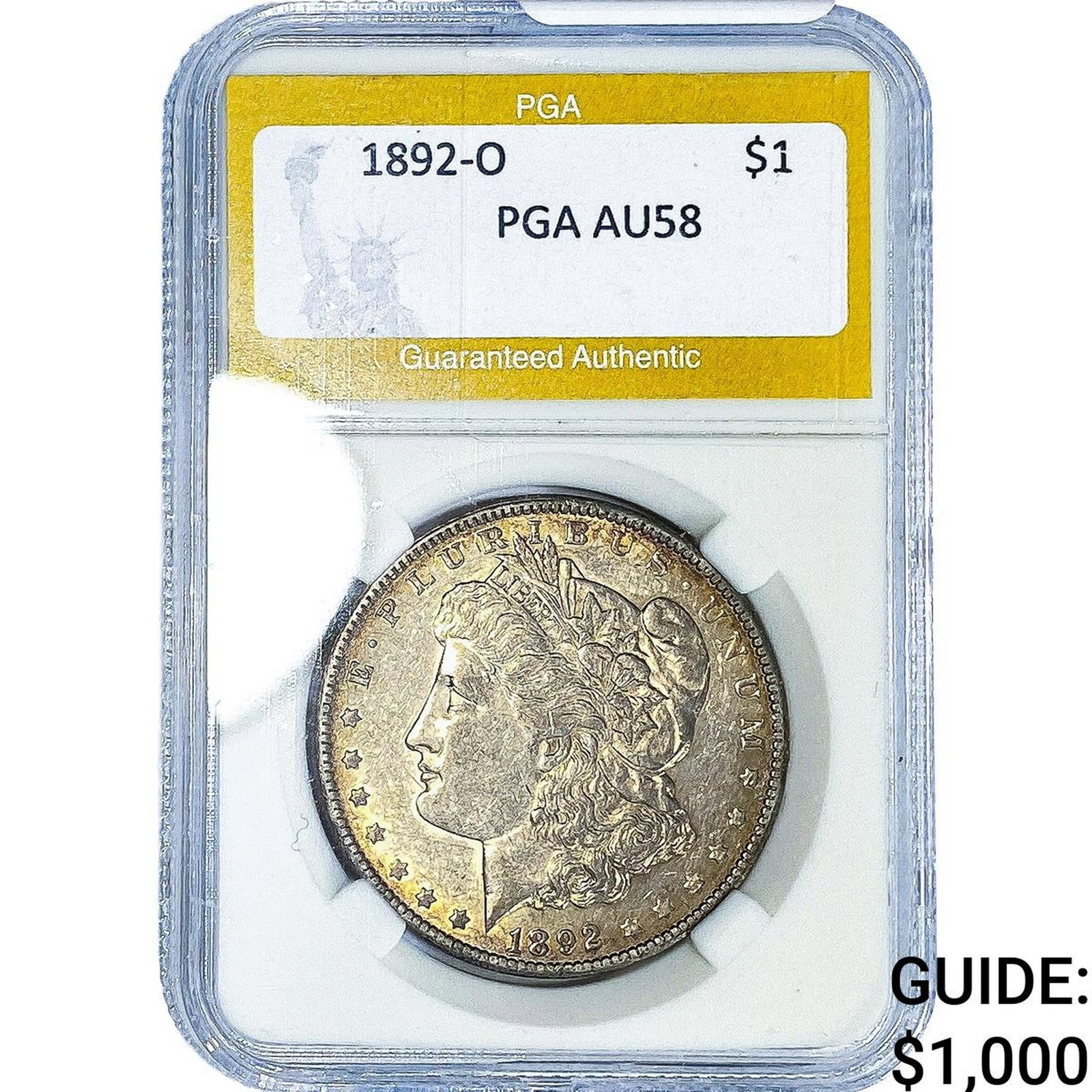1892-O Morgan Silver Dollar PGA AU58: 1892-O Morgan Silver Dollar PGA AU58