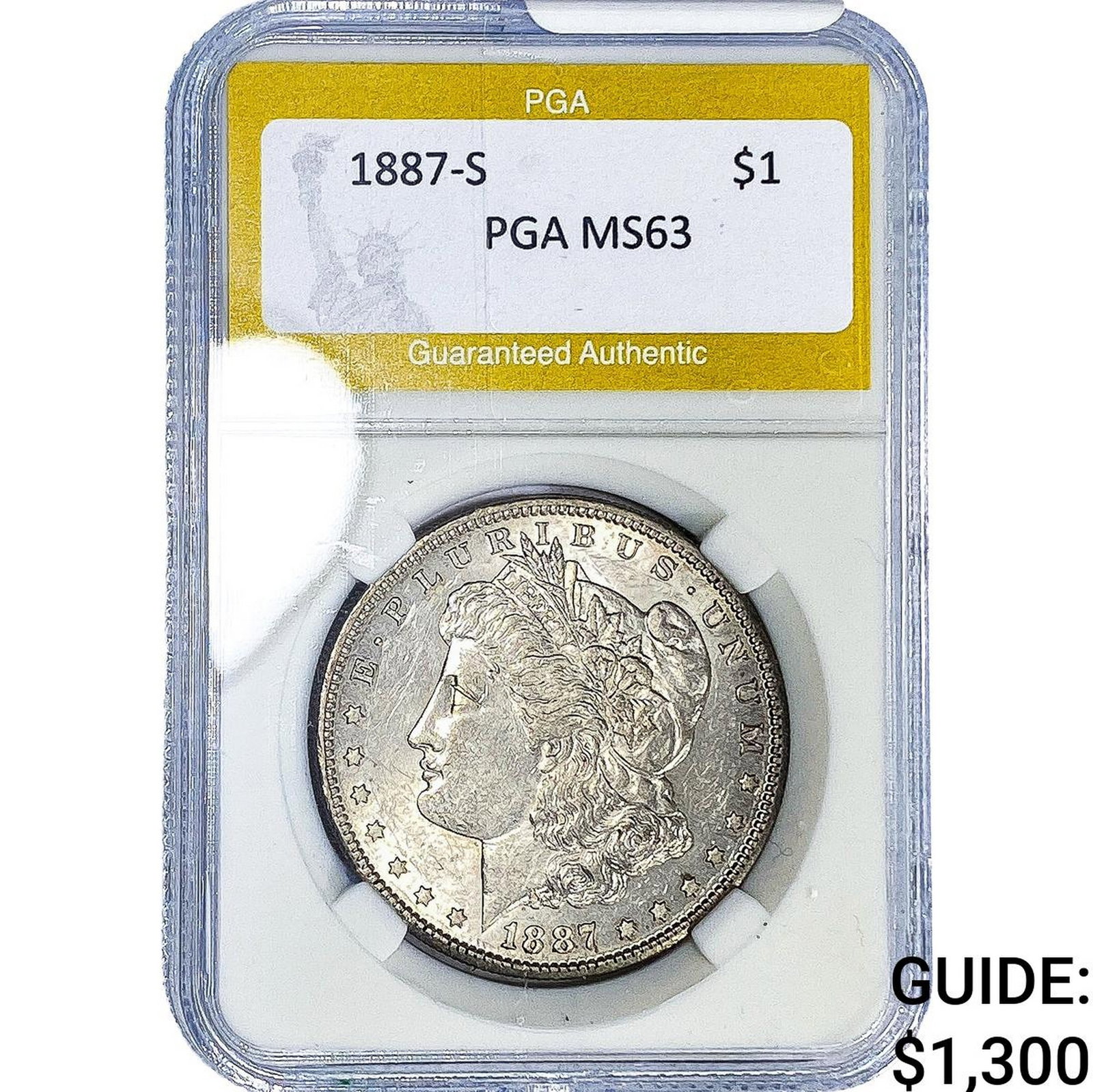 1887-S Morgan Silver Dollar PGA MS63: 1887-S Morgan Silver Dollar PGA MS63