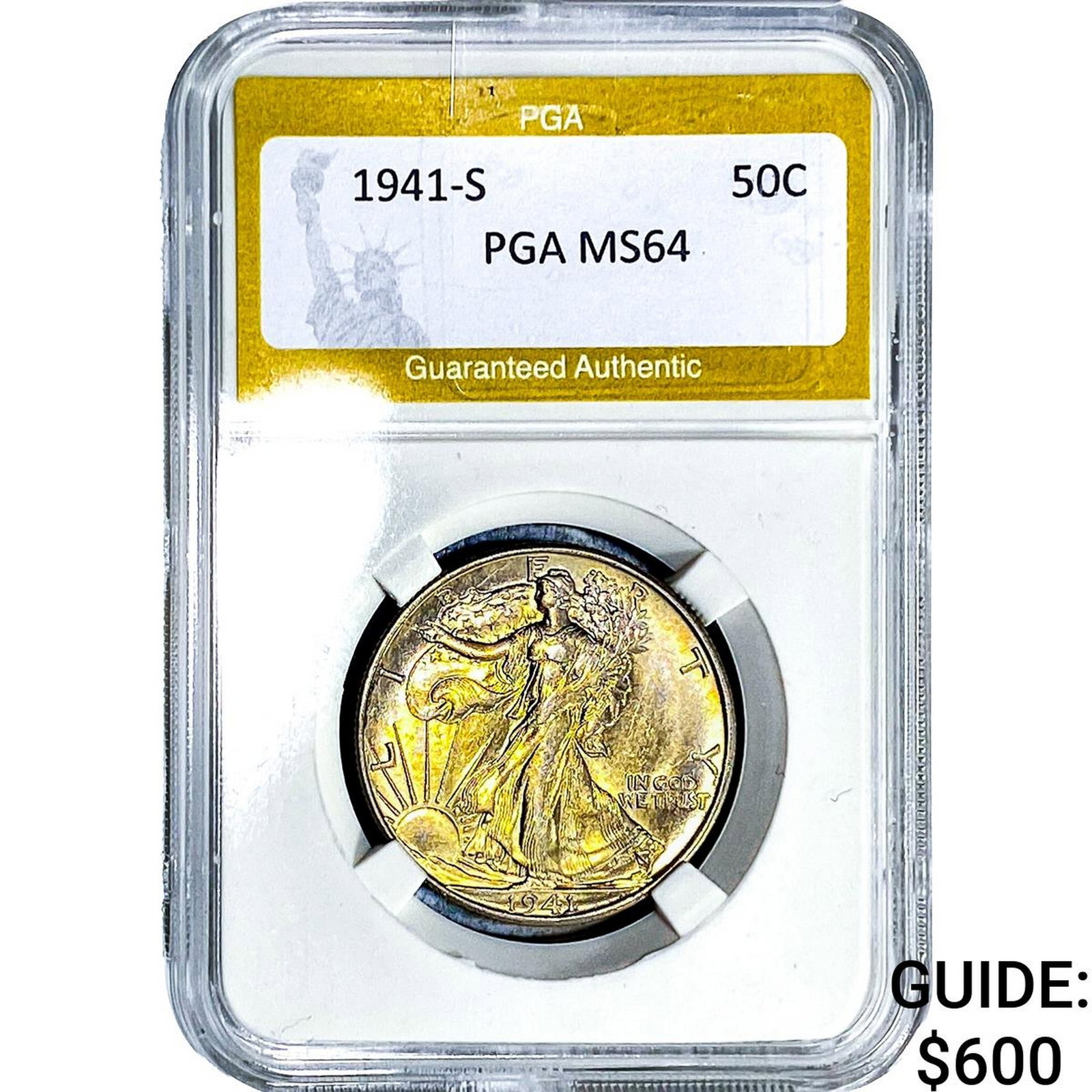1941-S Walking Liberty Half Dollar PGA MS64: 1941-S Walking Liberty Half Dollar PGA MS64