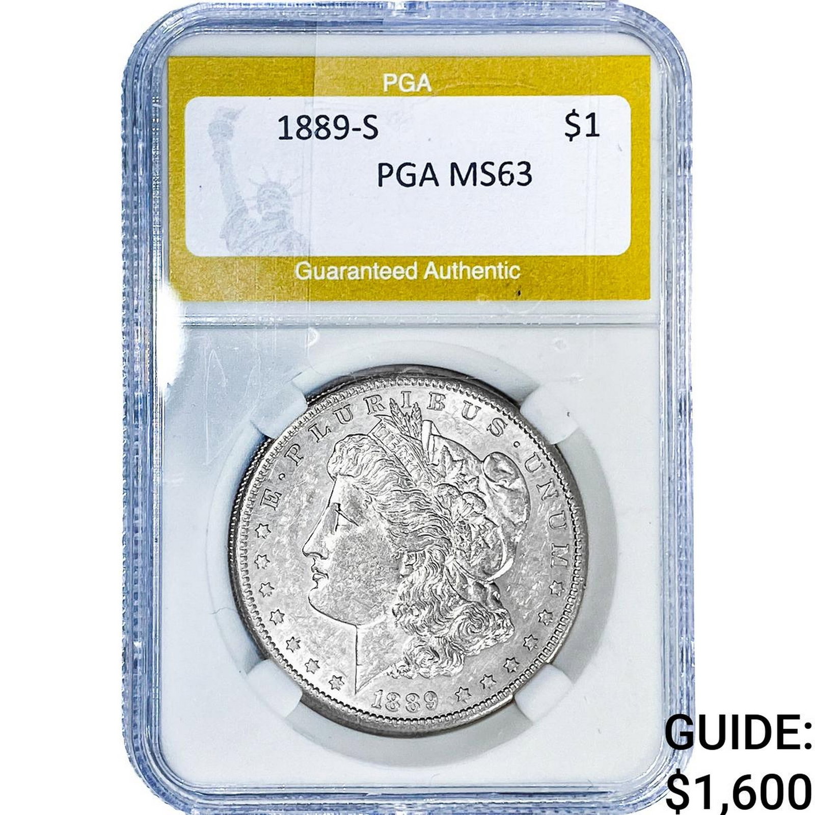 1889-S Morgan Silver Dollar PGA MS63: 1889-S Morgan Silver Dollar PGA MS63