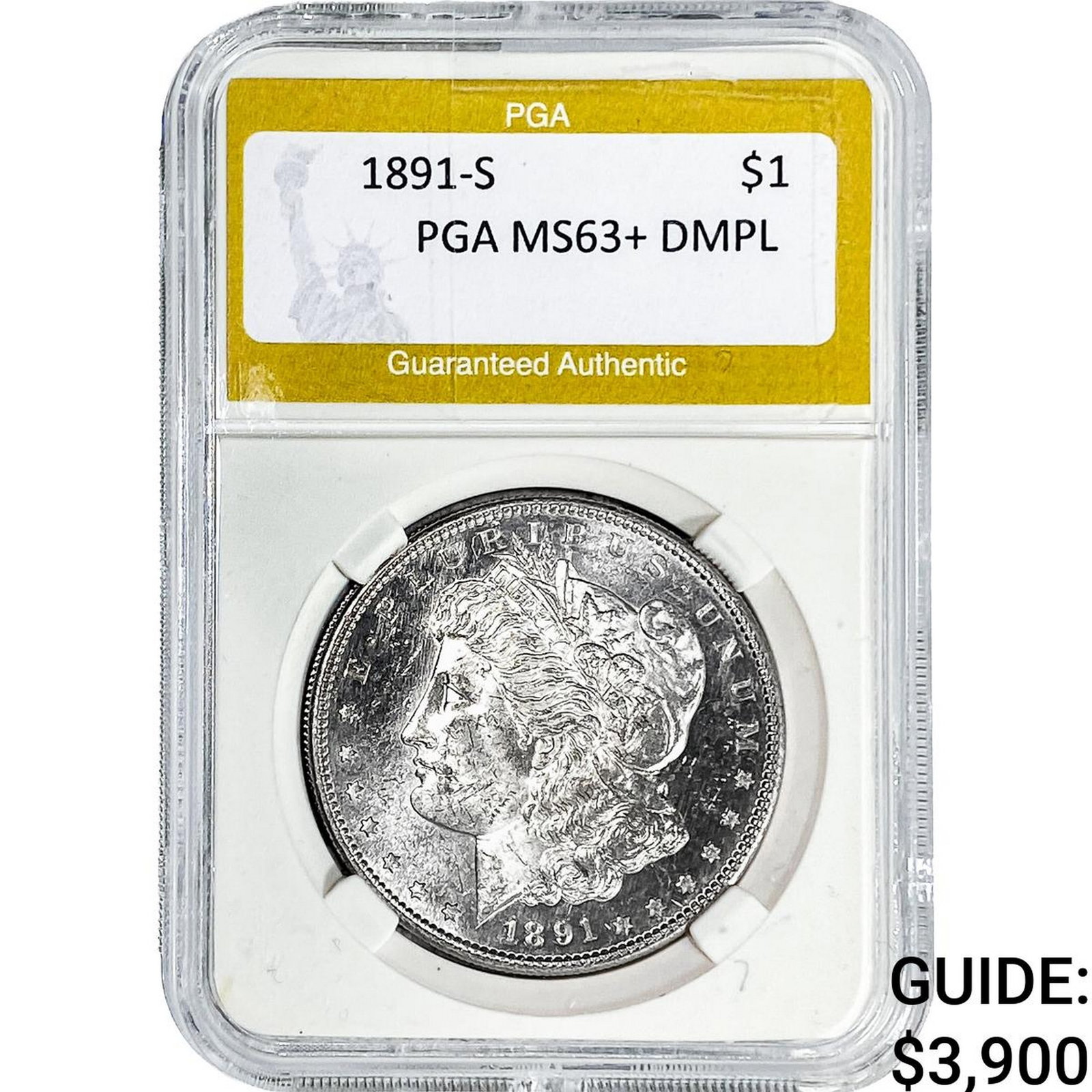 1891-S Morgan Silver Dollar PGA MS63+ DMPL: 1891-S Morgan Silver Dollar PGA MS63+ DMPL