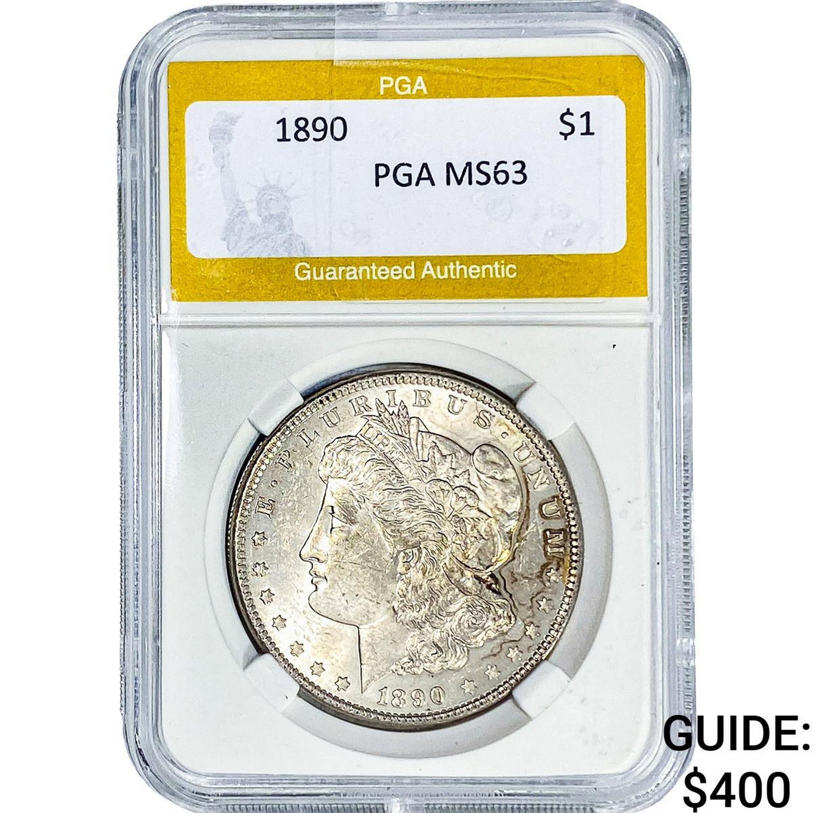 1890 Morgan Silver Dollar PGA MS63: 1890 Morgan Silver Dollar PGA MS63