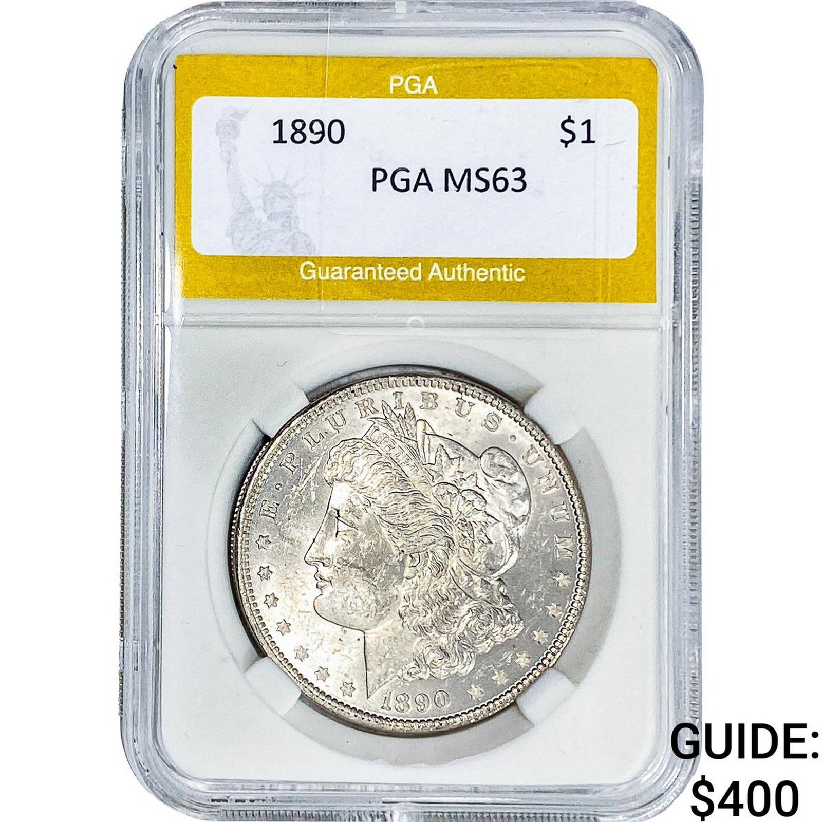 1890 Morgan Silver Dollar PGA MS63: 1890 Morgan Silver Dollar PGA MS63