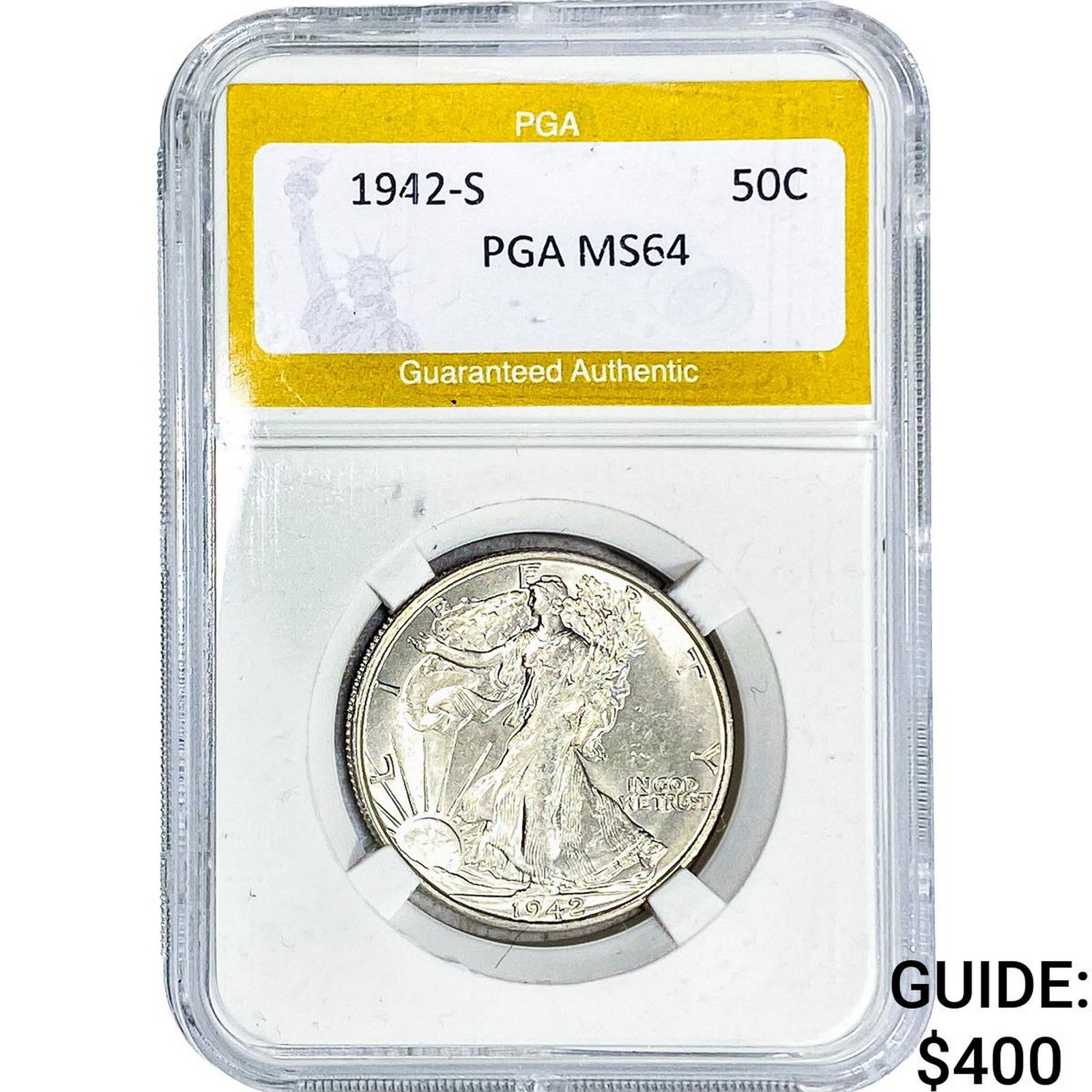 1942-S Walking Liberty Half Dollar PGA MS64: 1942-S Walking Liberty Half Dollar PGA MS64