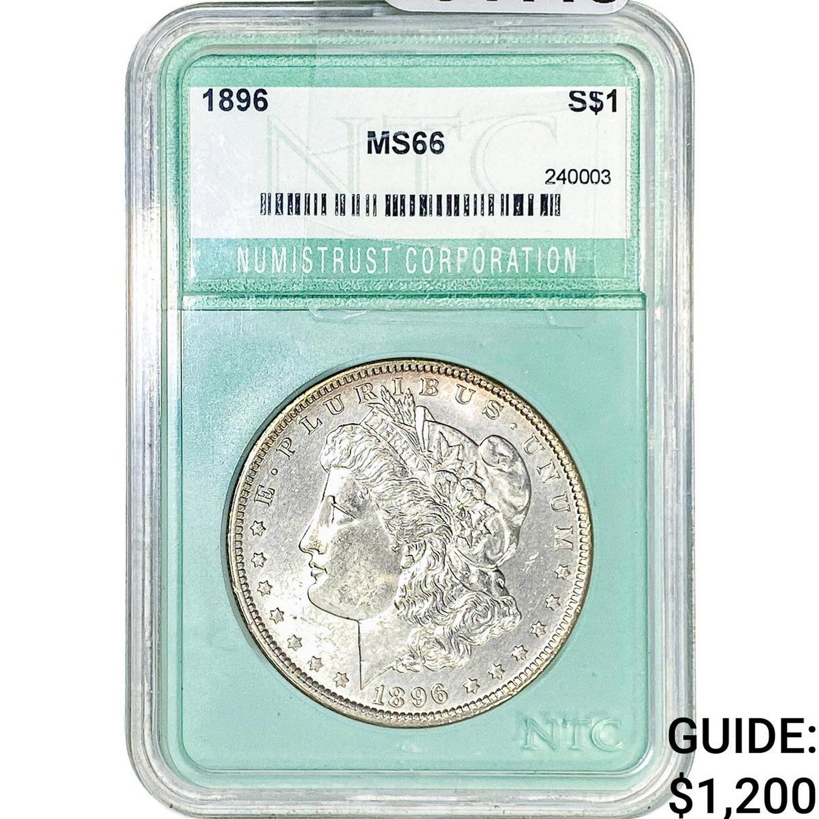 1896 Morgan Silver Dollar NTC MS66: 1896 Morgan Silver Dollar NTC MS66
