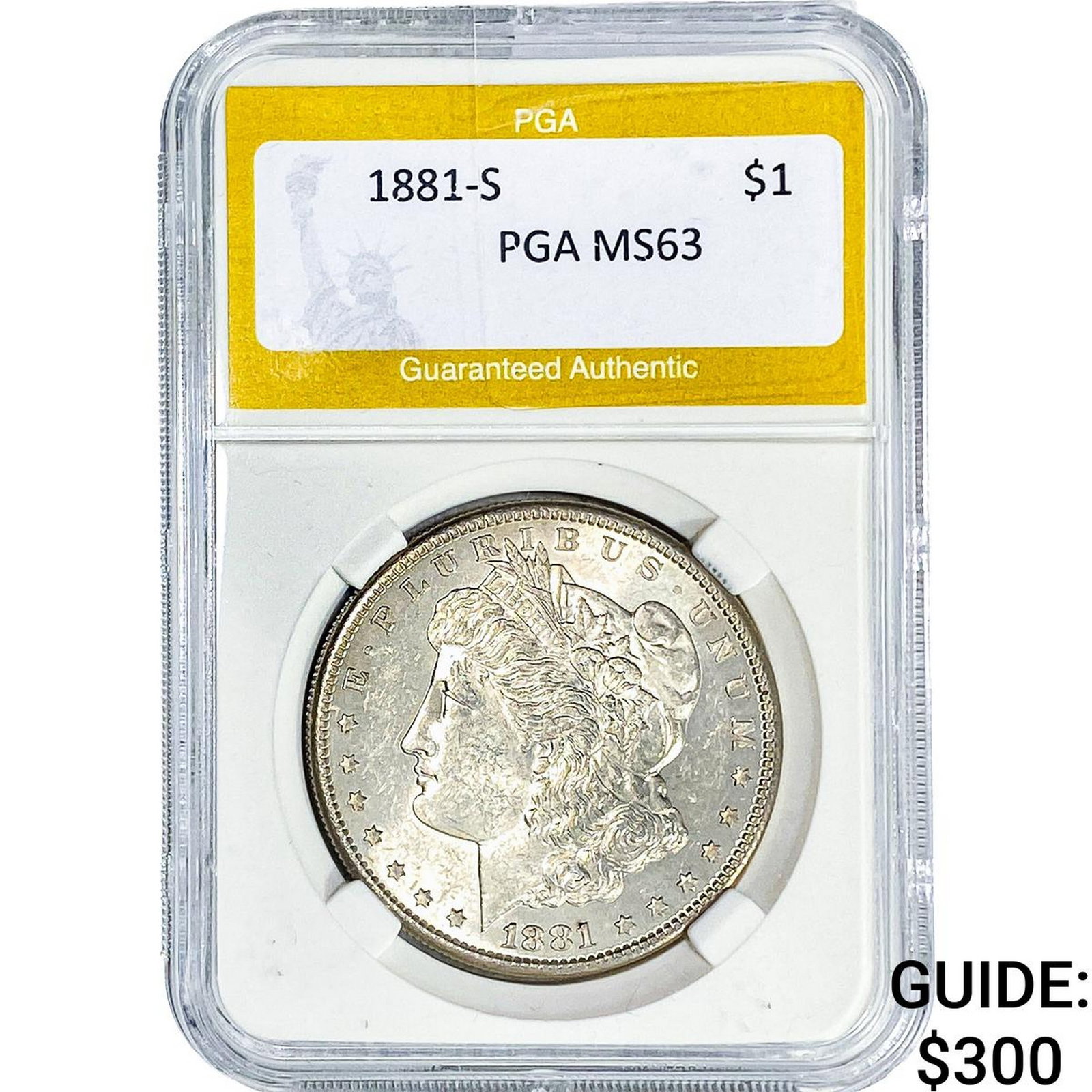 1881-S Morgan Silver Dollar PGA MS63: 1881-S Morgan Silver Dollar PGA MS63