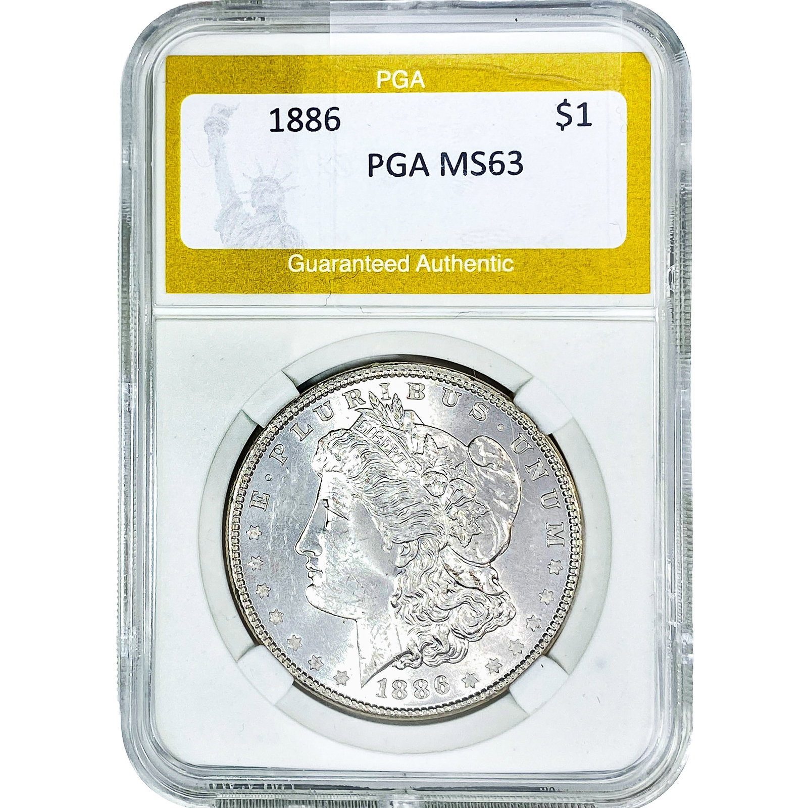 1886 Morgan Silver Dollar PGA MS63: 1886 Morgan Silver Dollar PGA MS63