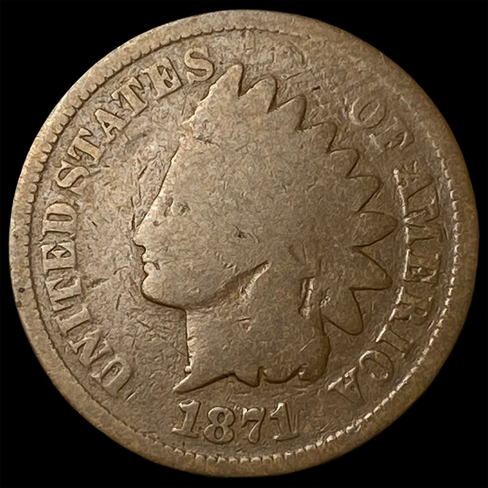 1871 Indian Head Cent NICELY CIRCULATED: 1871 Indian Head Cent NICELY CIRCULATED