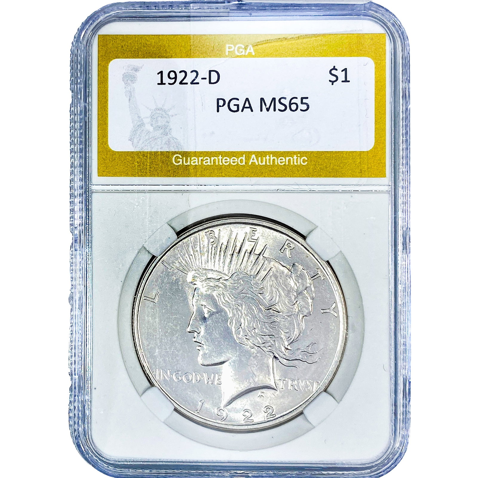 1922-D Silver Peace Dollar PGA MS65: 1922-D Silver Peace Dollar PGA MS65