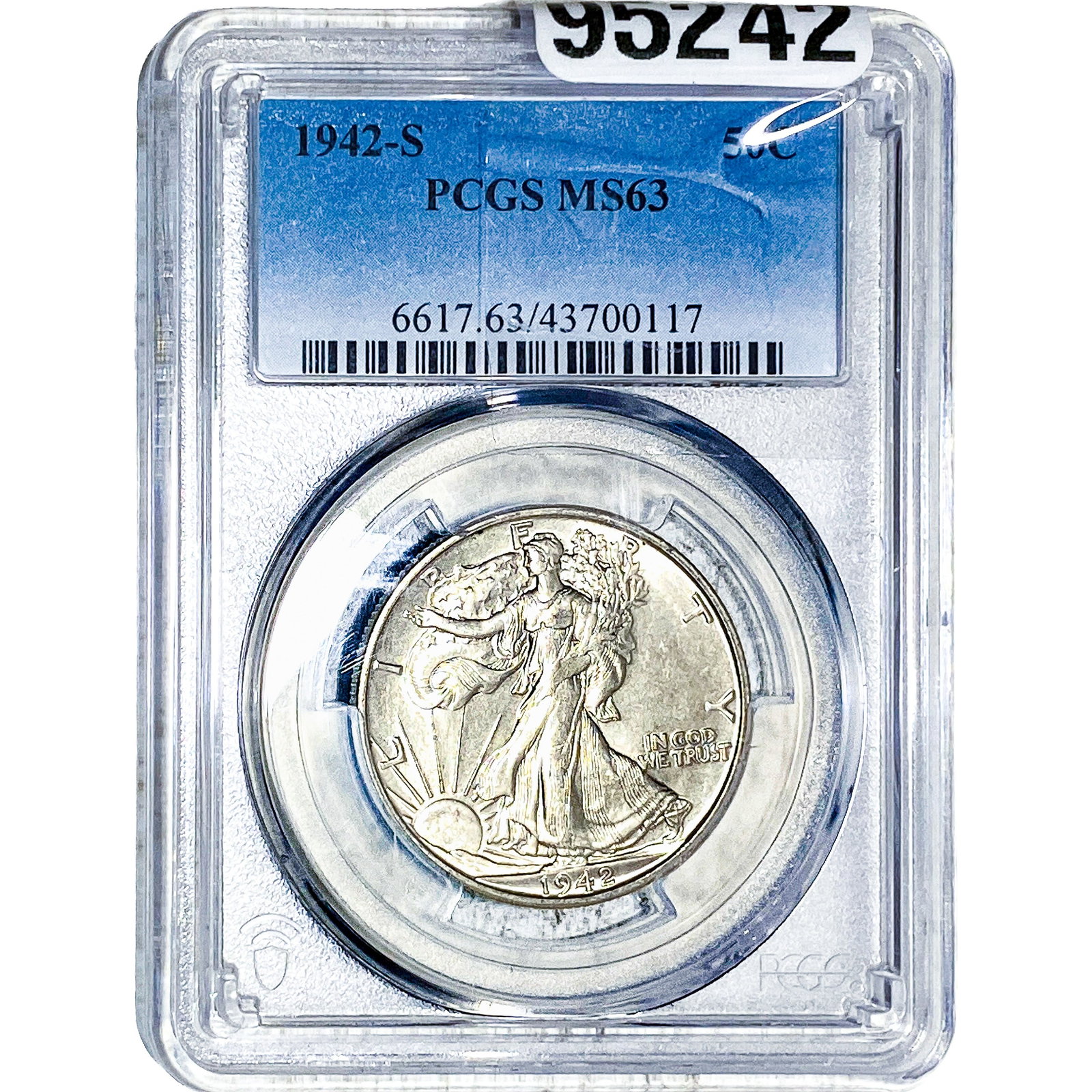 1942-S Walking Liberty Half Dollar PCGS MS63: 1942-S Walking Liberty Half Dollar PCGS MS63