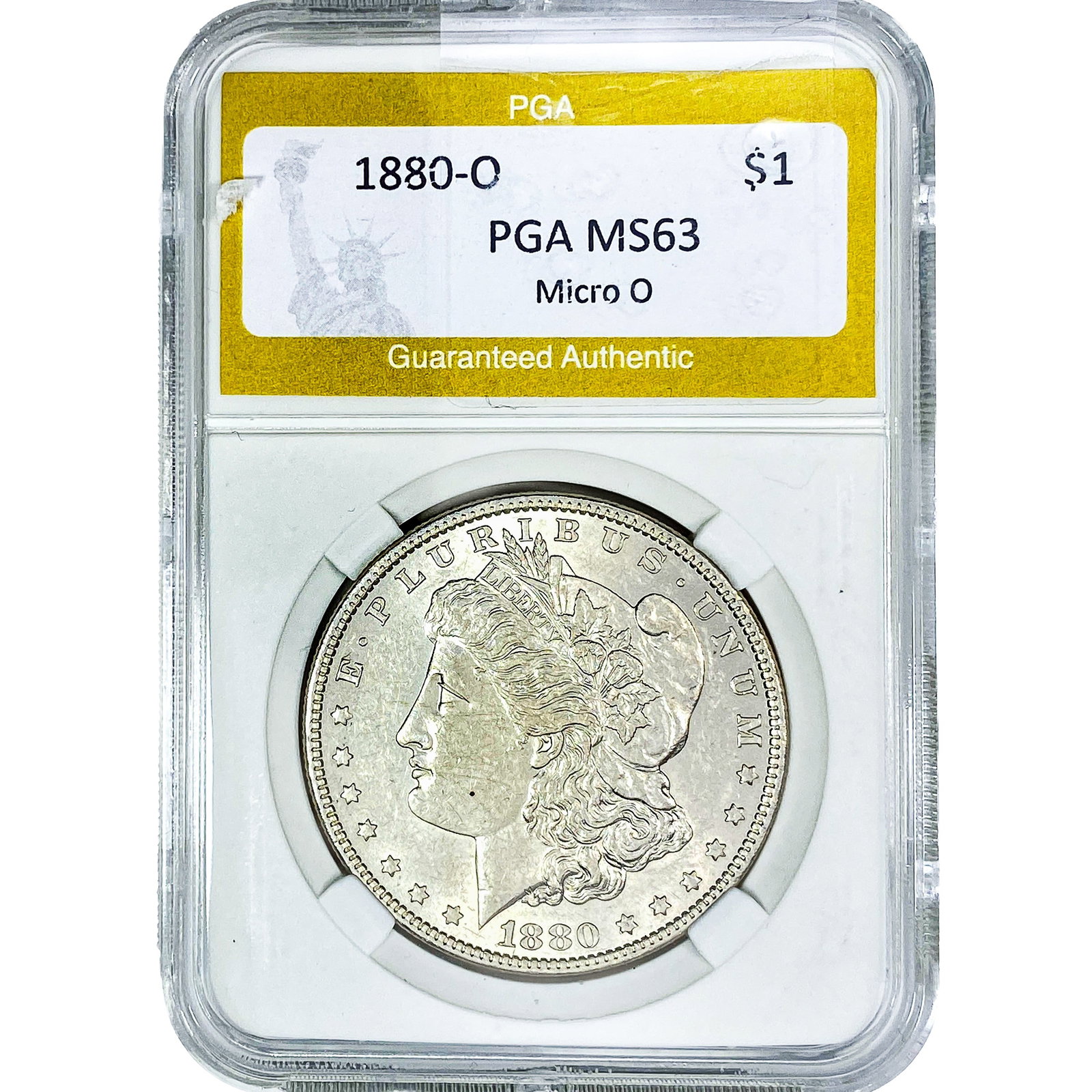 1880-O Morgan Silver Dollar PGA MS63 Micro O: 1880-O Morgan Silver Dollar PGA MS63 Micro O