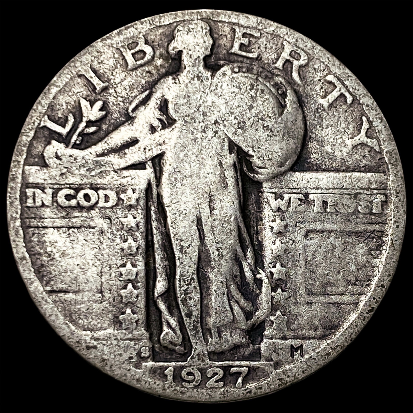 1927-S Silver Standing Liberty Quarter LIGHTLY CIRCULATED: 1927-S Silver Standing Liberty Quarter LIGHTLY CIRCULATED