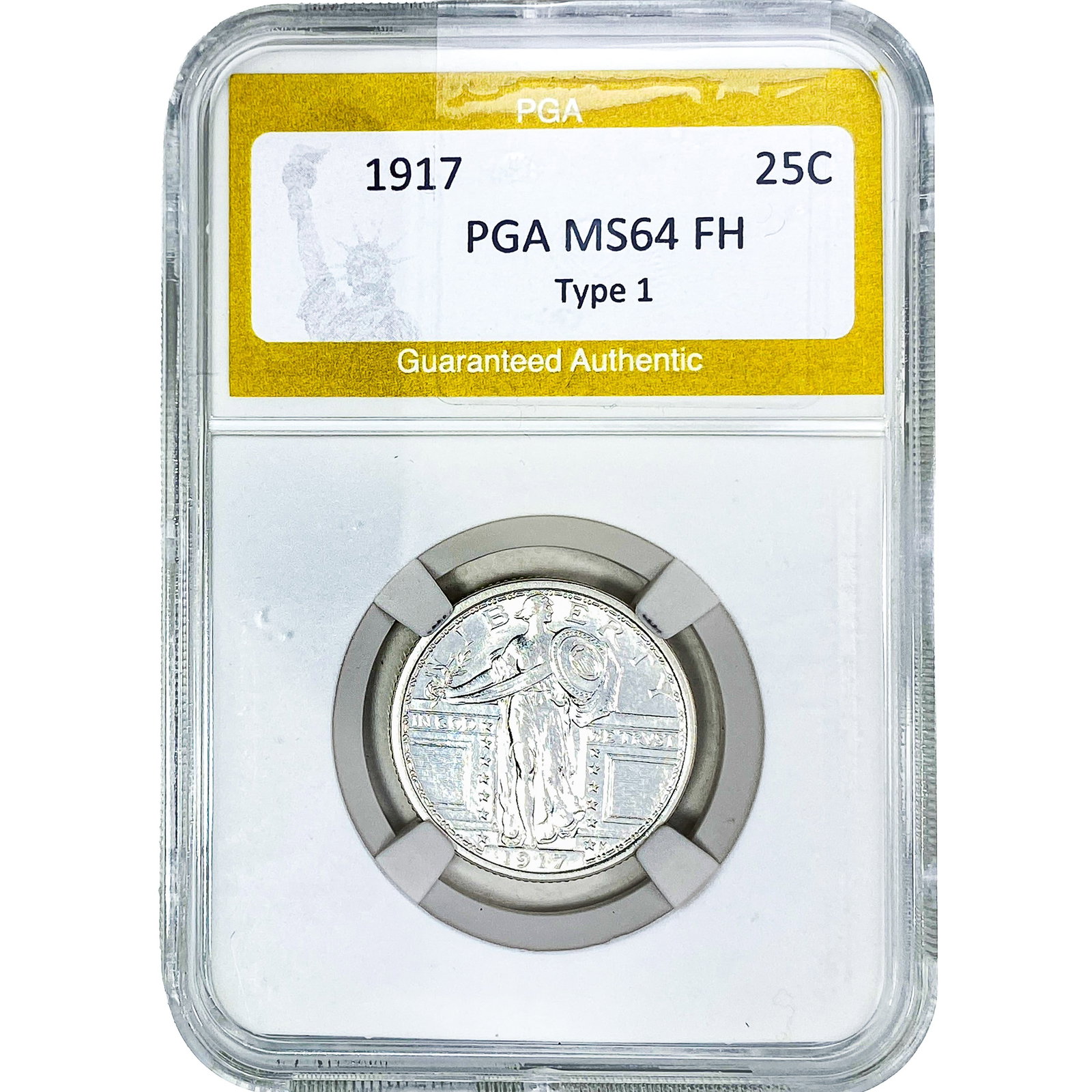 1917 Standing Liberty Quarter PGA MS64 FH Type 1: 1917 Standing Liberty Quarter PGA MS64 FH Type 1