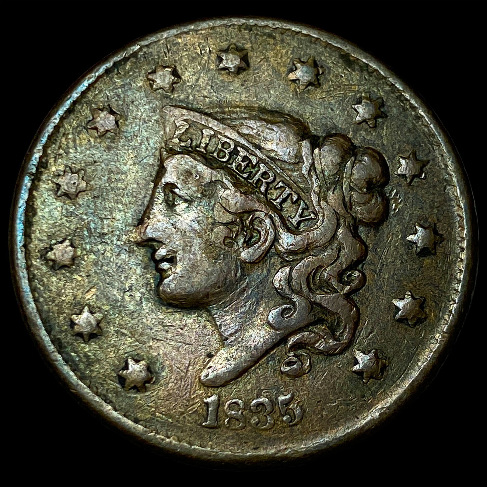 1835 Coronet Head Large Cent NEARLY UNCIRCULATED: 1835 Coronet Head Large Cent NEARLY UNCIRCULATED