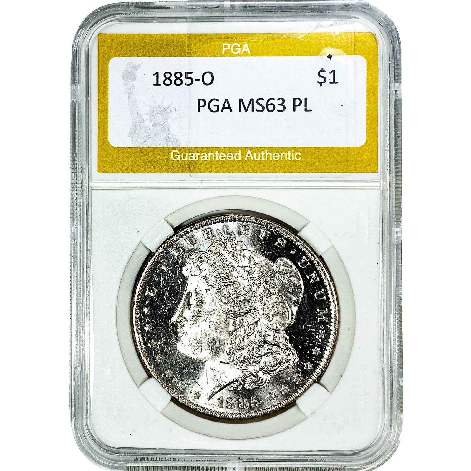 1885-O Morgan Silver Dollar PGA MS63 PL: 1885-O Morgan Silver Dollar PGA MS63 PL