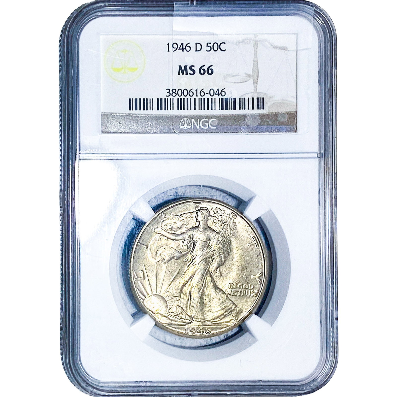 1946-D Walking Liberty Half Dollar NGC MS66: 1946-D Walking Liberty Half Dollar NGC MS66