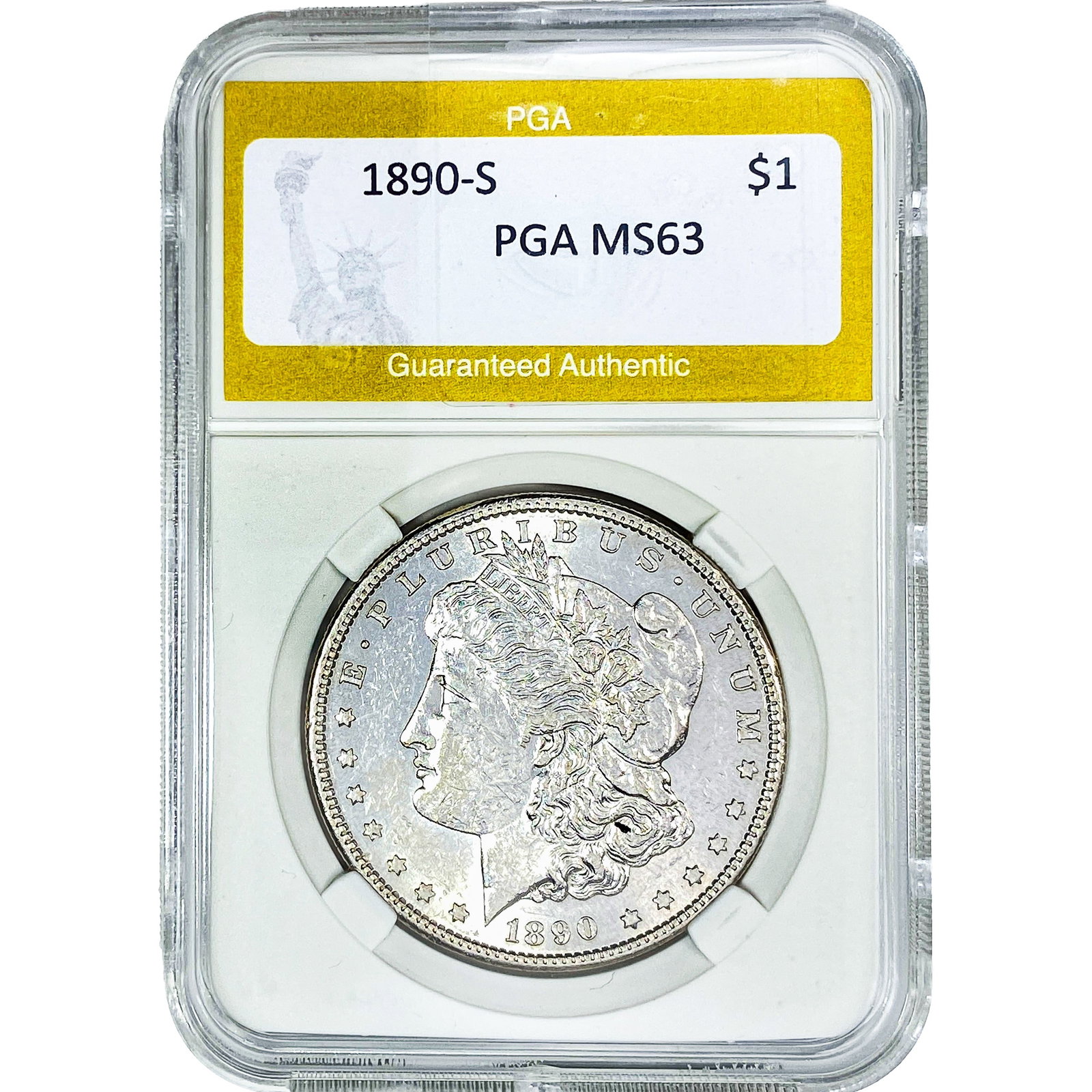 1890-S Morgan Silver Dollar PGA MS63: 1890-S Morgan Silver Dollar PGA MS63