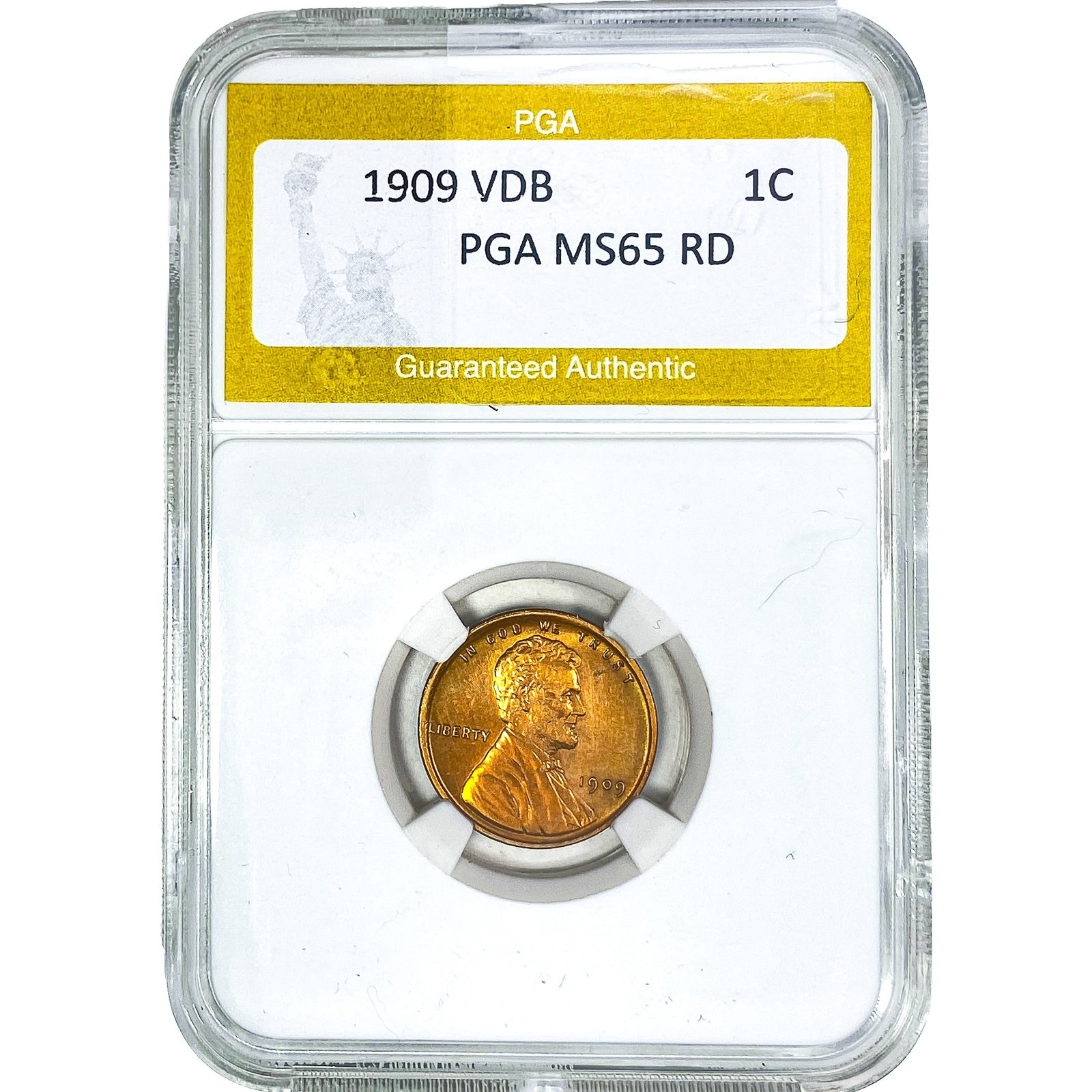 1909 VDB Wheat Cent PGA MS65 RD: 1909 VDB Wheat Cent PGA MS65 RD