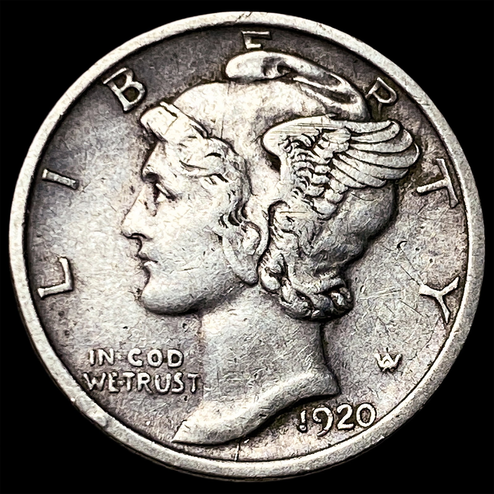 1920-D Silver Mercury Dime NEARLY UNCIRCULATED: 1920-D Silver Mercury Dime NEARLY UNCIRCULATED