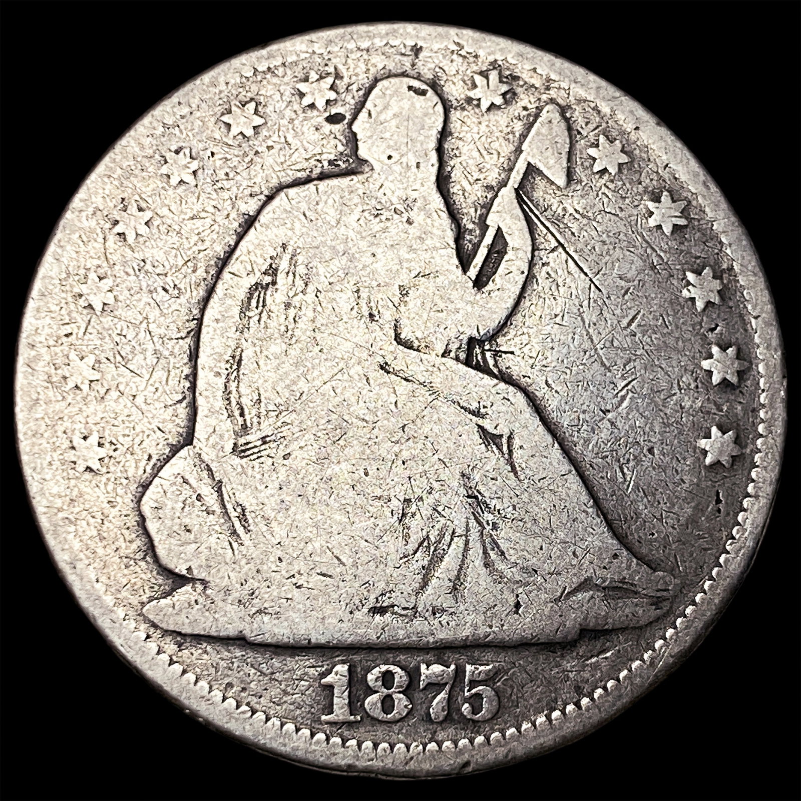 1875 Silver Seated Liberty Half Dollar LIGHTLY CIRCULATED: 1875 Silver Seated Liberty Half Dollar LIGHTLY CIRCULATED