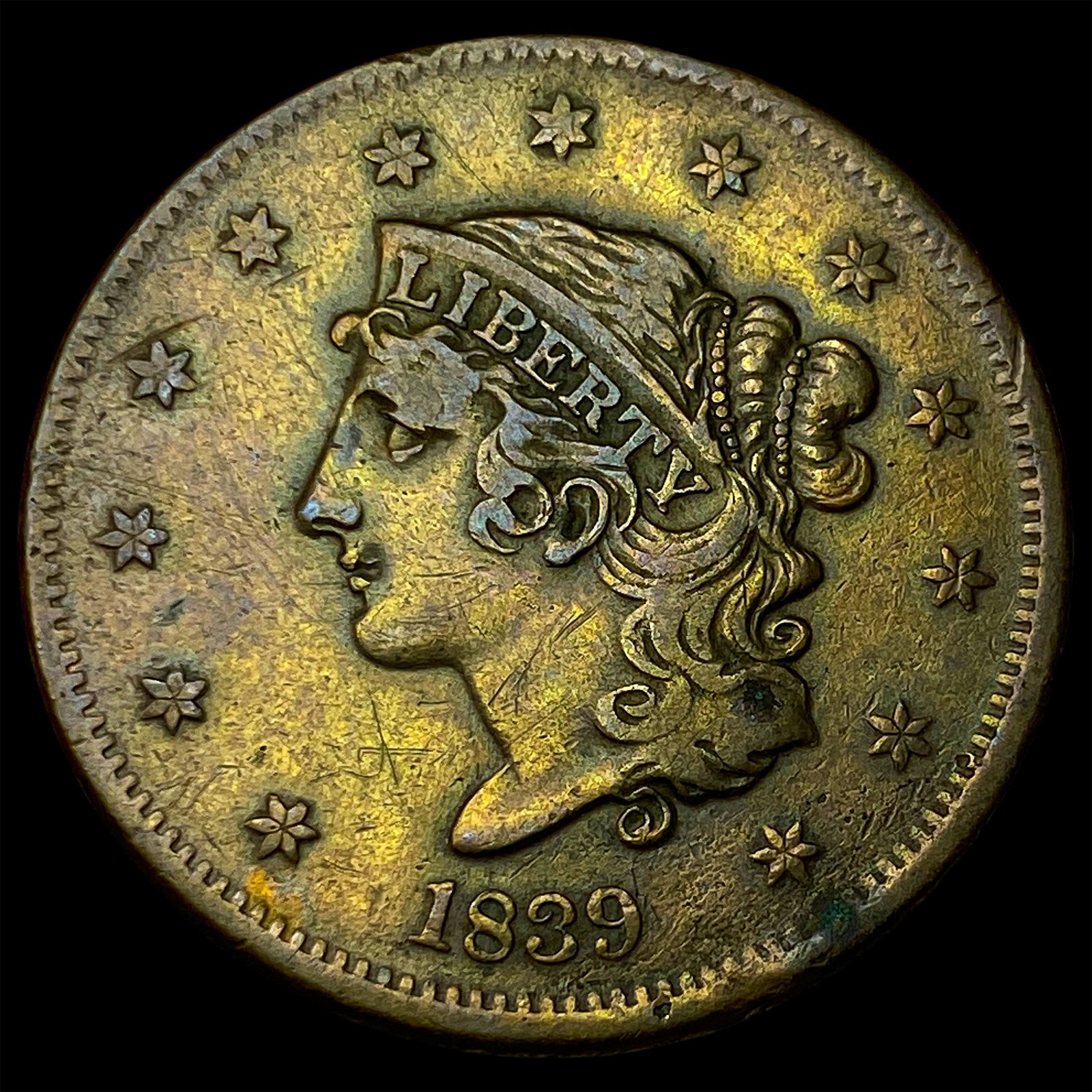 1839 Braided Hair Large Cent NEARLY UNCIRCULATED: 1839 Braided Hair Large Cent NEARLY UNCIRCULATED