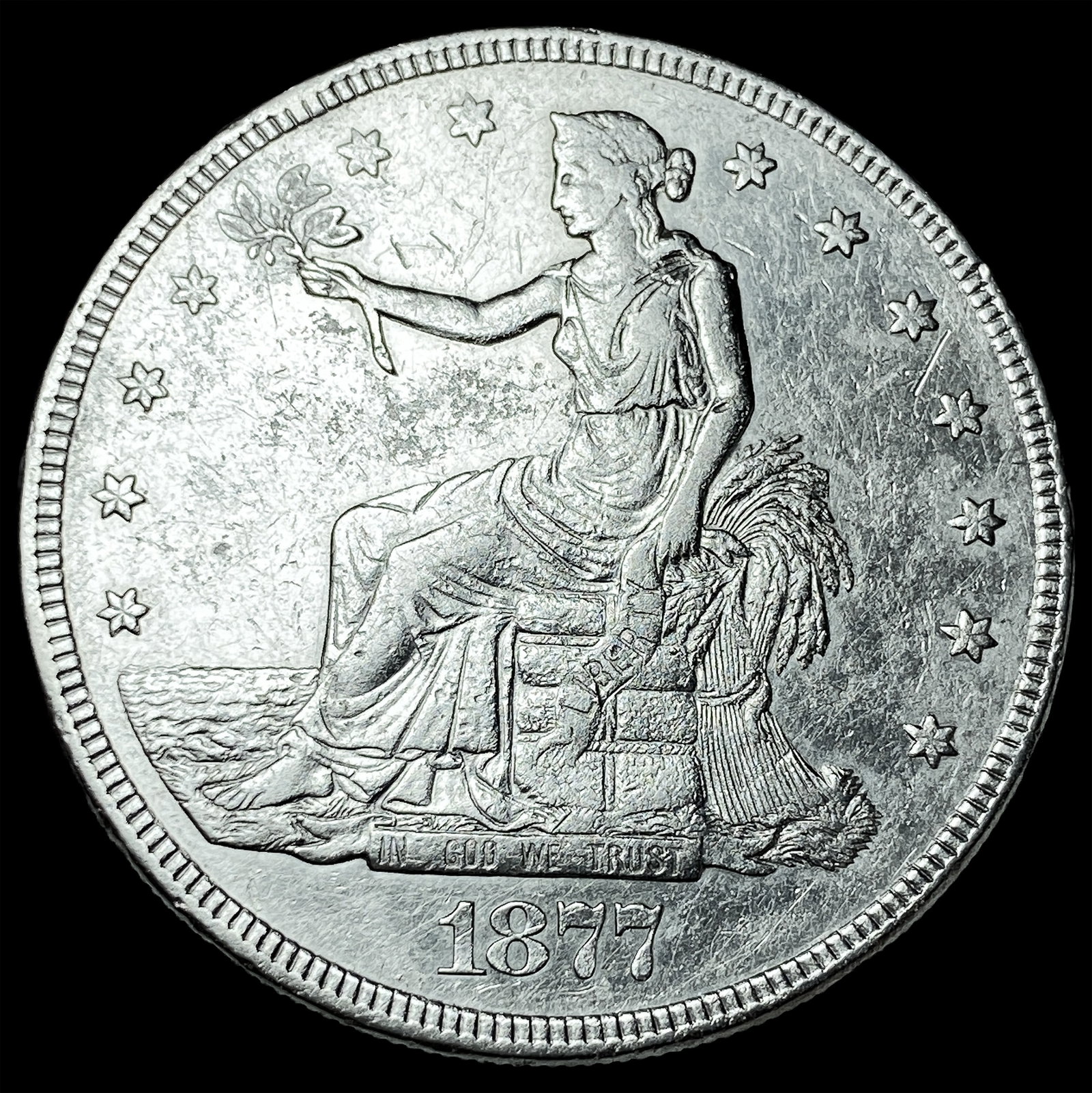 1877 Silver Trade Dollar CHOICE AU: 1877 Silver Trade Dollar CHOICE AU