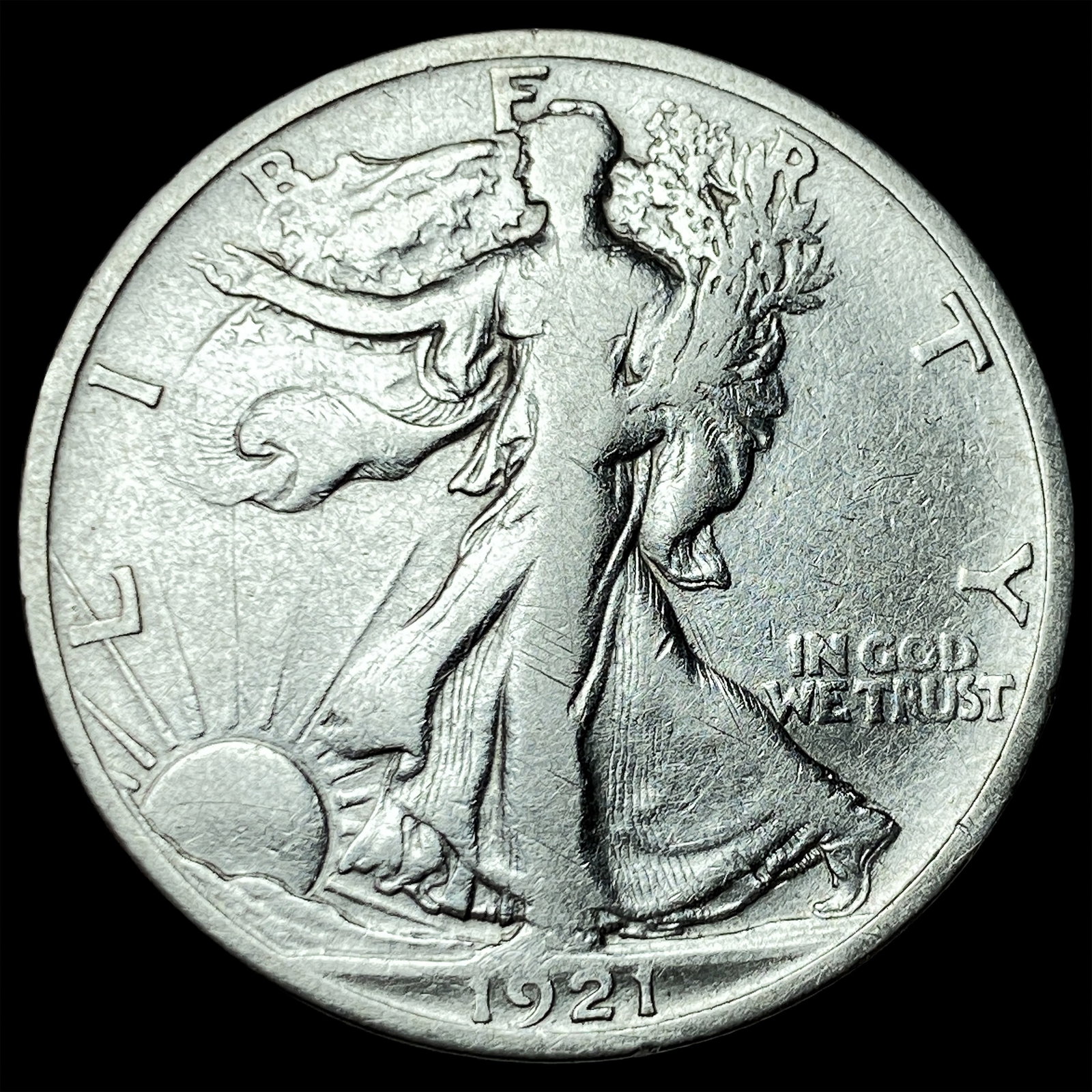 1921-S Silver Half Dollar Walking Liberty NEARLY UNCIRCULATED: 1921-S Silver Half Dollar Walking Liberty NEARLY UNCIRCULATED