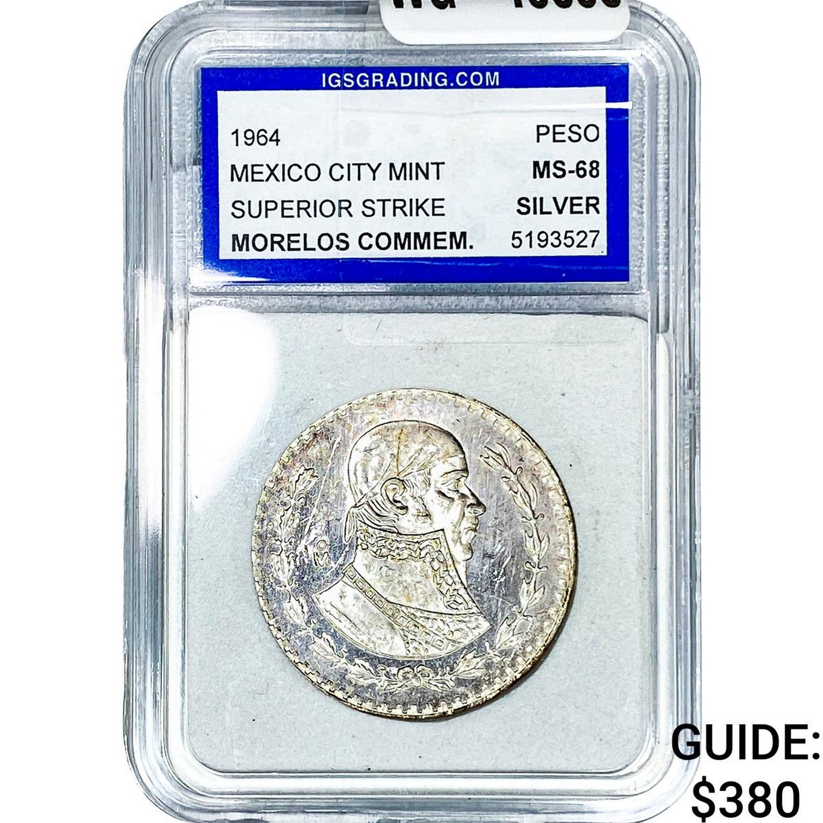 1964 Mexico Silver Peso Superior Strike IGS MS68: 1964 Mexico Silver Peso Superior Strike IGS MS68