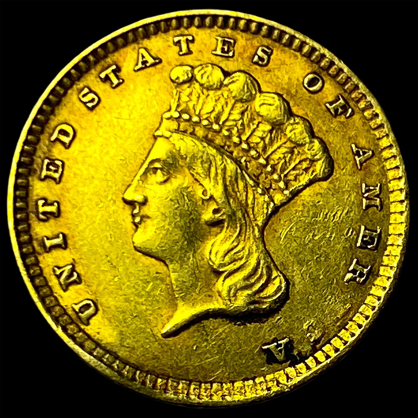 1857 $1 Gold Indian Princess Type 3 CLOSELY UNCIRCULATED: 1857 $1 Gold Indian Princess Type 3 CLOSELY UNCIRCULATED