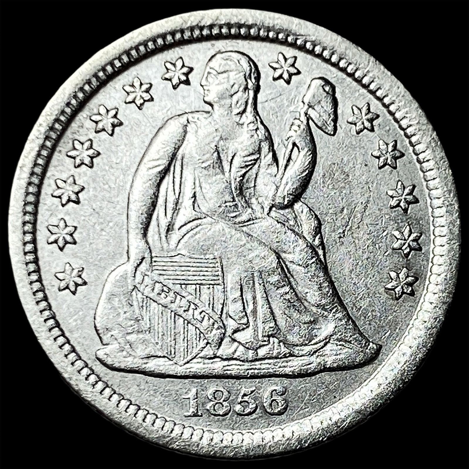 1856-O Silver Seated Liberty Dime CHOICE AU: 1856-O Silver Seated Liberty Dime CHOICE AU