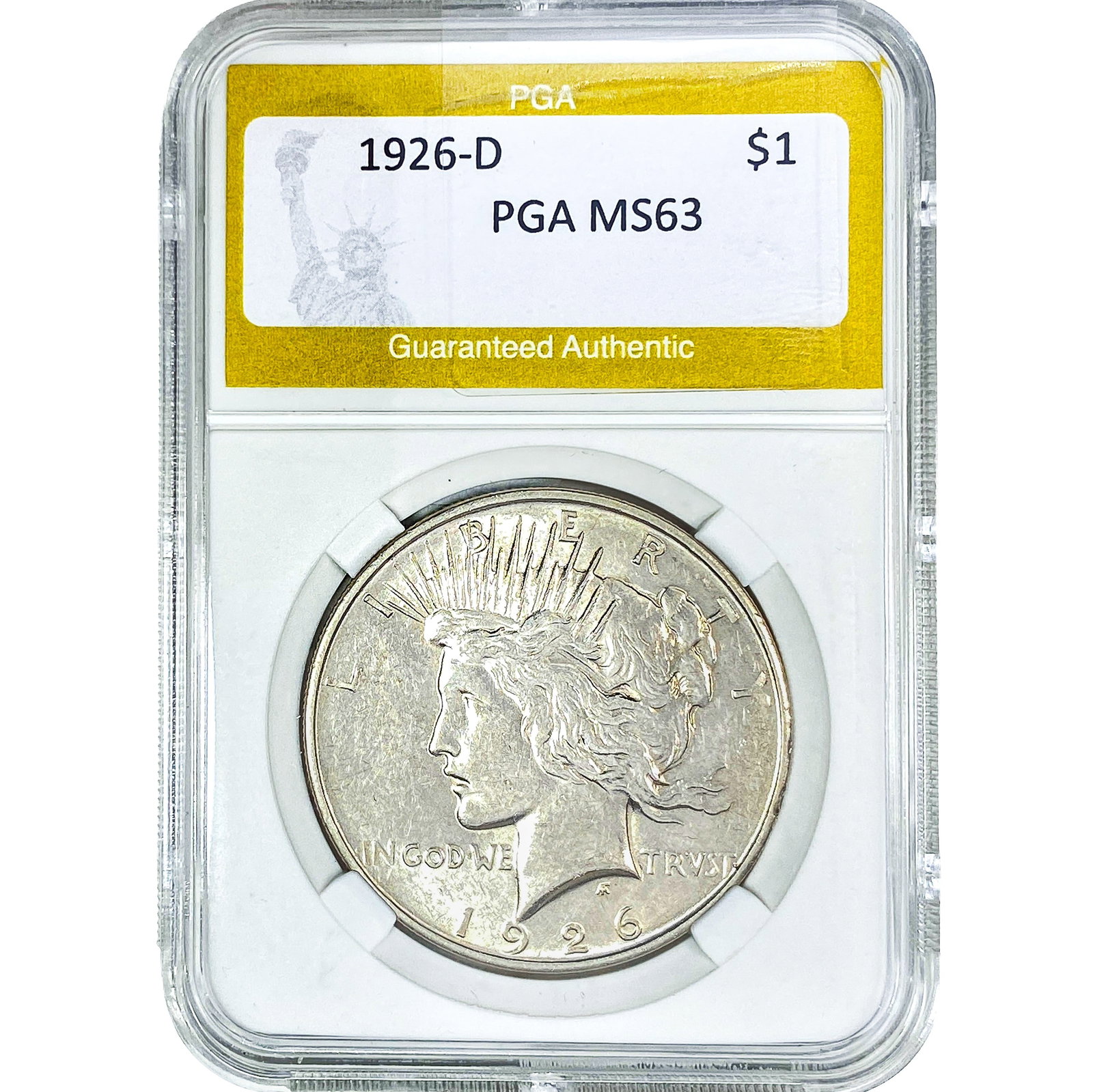 1926-D Silver Peace Dollar PGA MS63: 1926-D Silver Peace Dollar PGA MS63