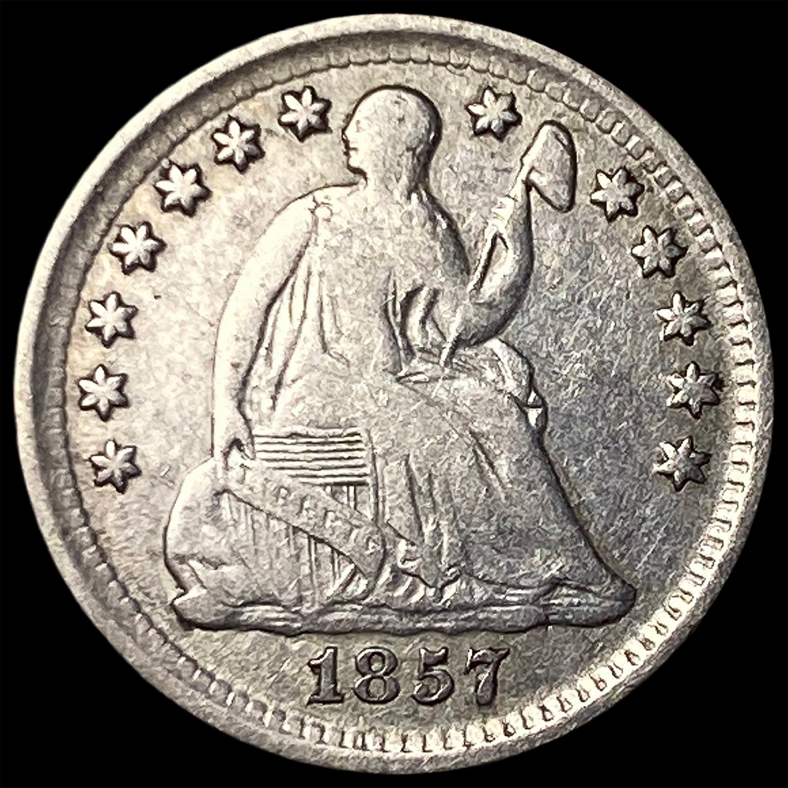1857 Silver Seated Liberty Half Dime LIGHTLY CIRCULATED: 1857 Silver Seated Liberty Half Dime LIGHTLY CIRCULATED