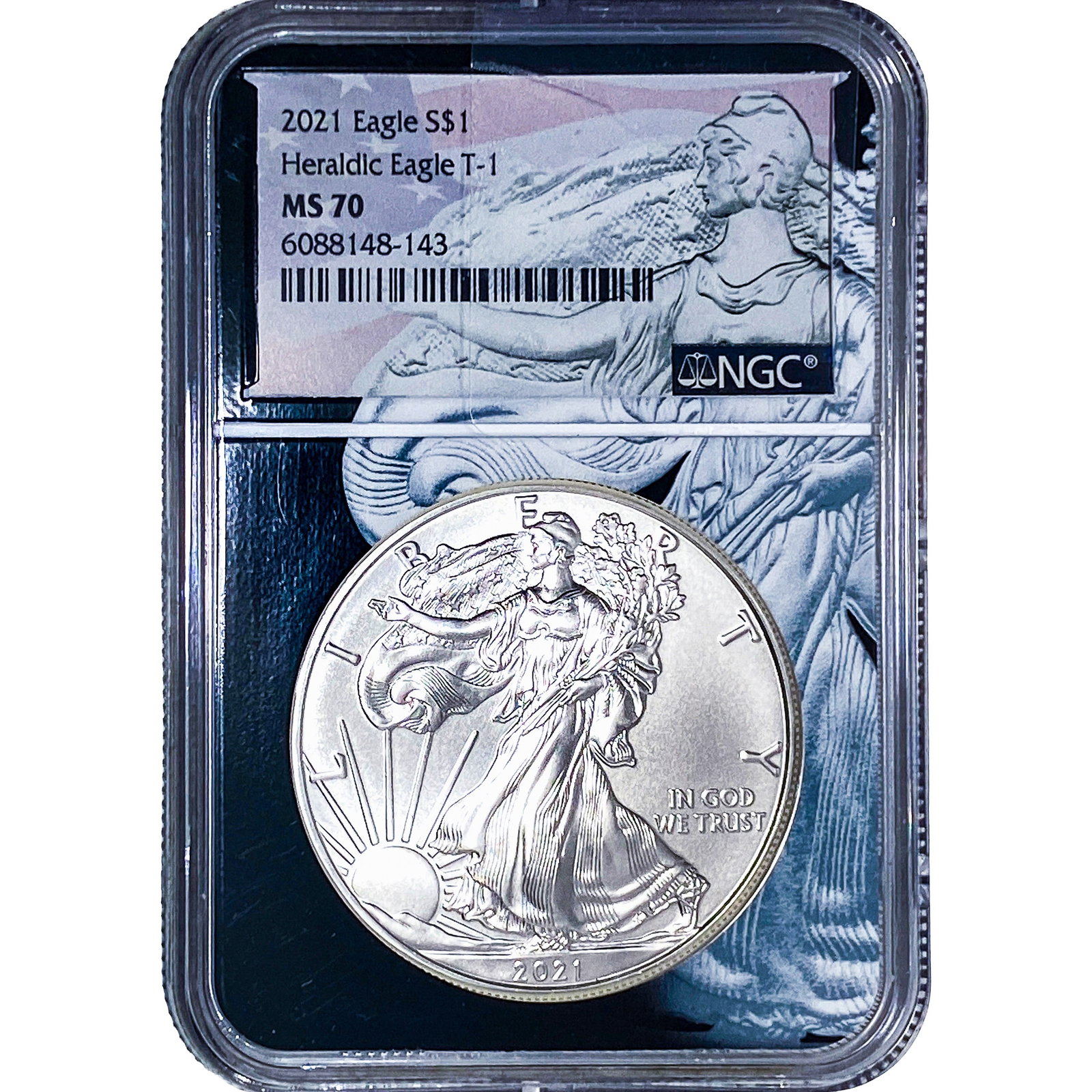 2021 Silver Eagle NGC MS70 Heraldic Eagle T-1: 2021 Silver Eagle NGC MS70 Heraldic Eagle T-1