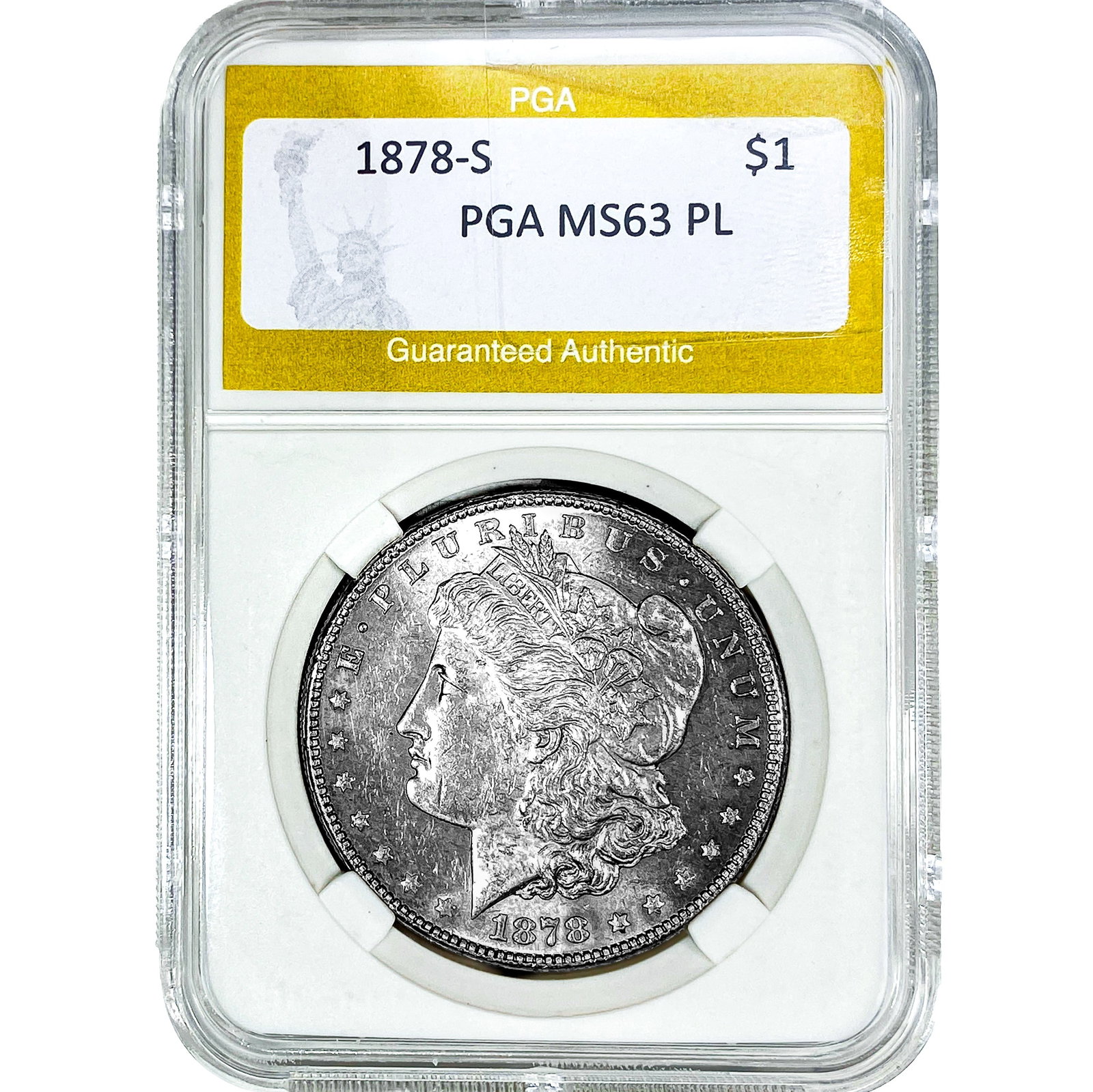 1878-S Morgan Silver Dollar PGA MS63 PL: 1878-S Morgan Silver Dollar PGA MS63 PL