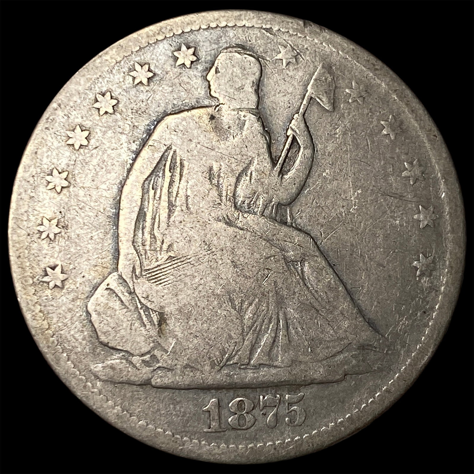 1875-S Silver Seated Liberty Half Dollar NICELY CIRCULATED: 1875-S Silver Seated Liberty Half Dollar NICELY CIRCULATED