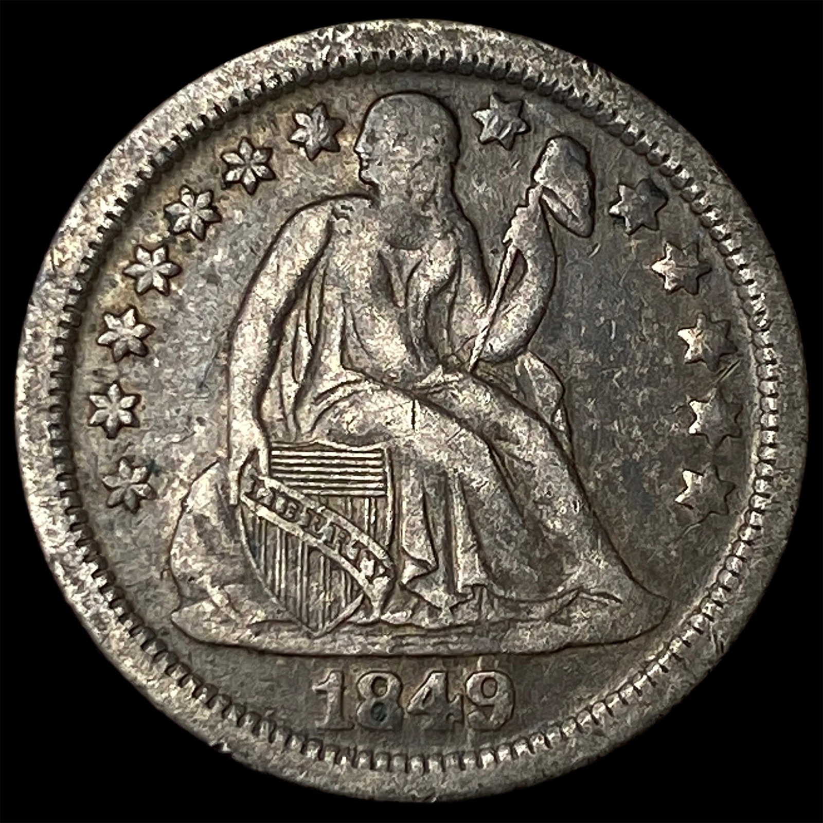1849-O Silver Seated Liberty Dime NEARLY UNCIRCULATED: 1849-O Silver Seated Liberty Dime NEARLY UNCIRCULATED