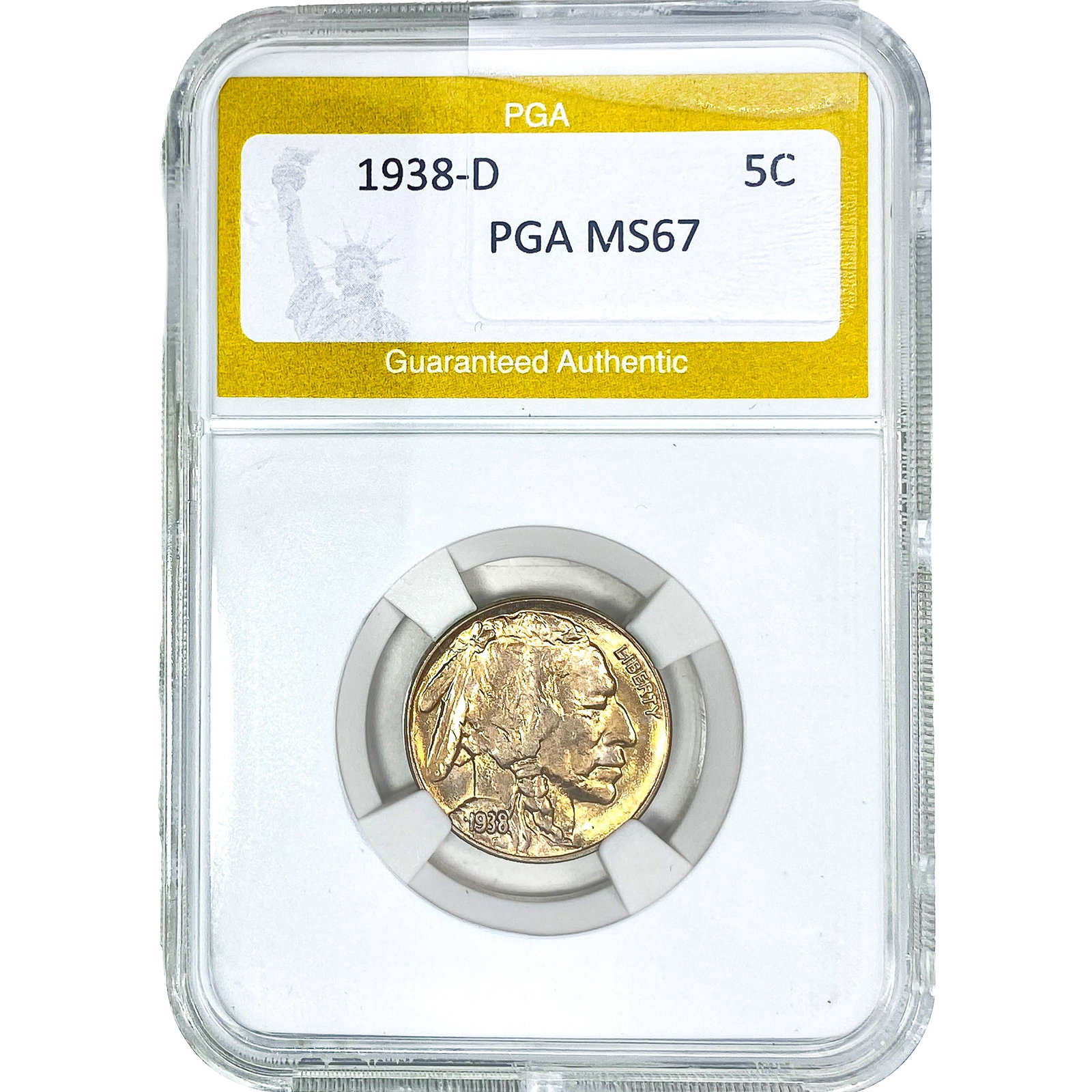 1938-D Buffalo Nickel PGA MS67: 1938-D Buffalo Nickel PGA MS67