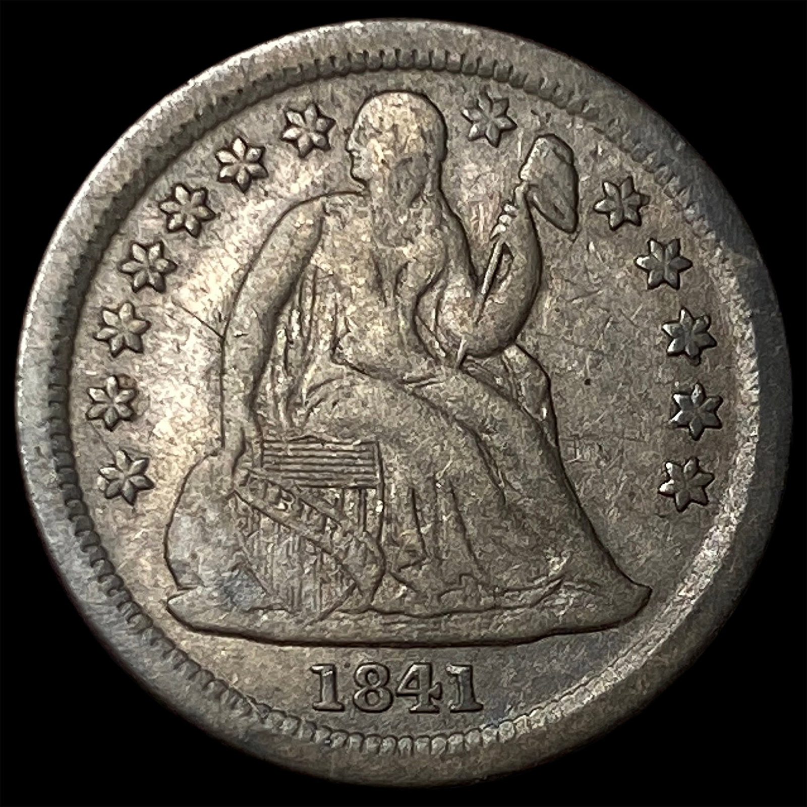 1841-O Silver Seated Liberty Dime NEARLY UNCIRCULATED: 1841-O Silver Seated Liberty Dime NEARLY UNCIRCULATED