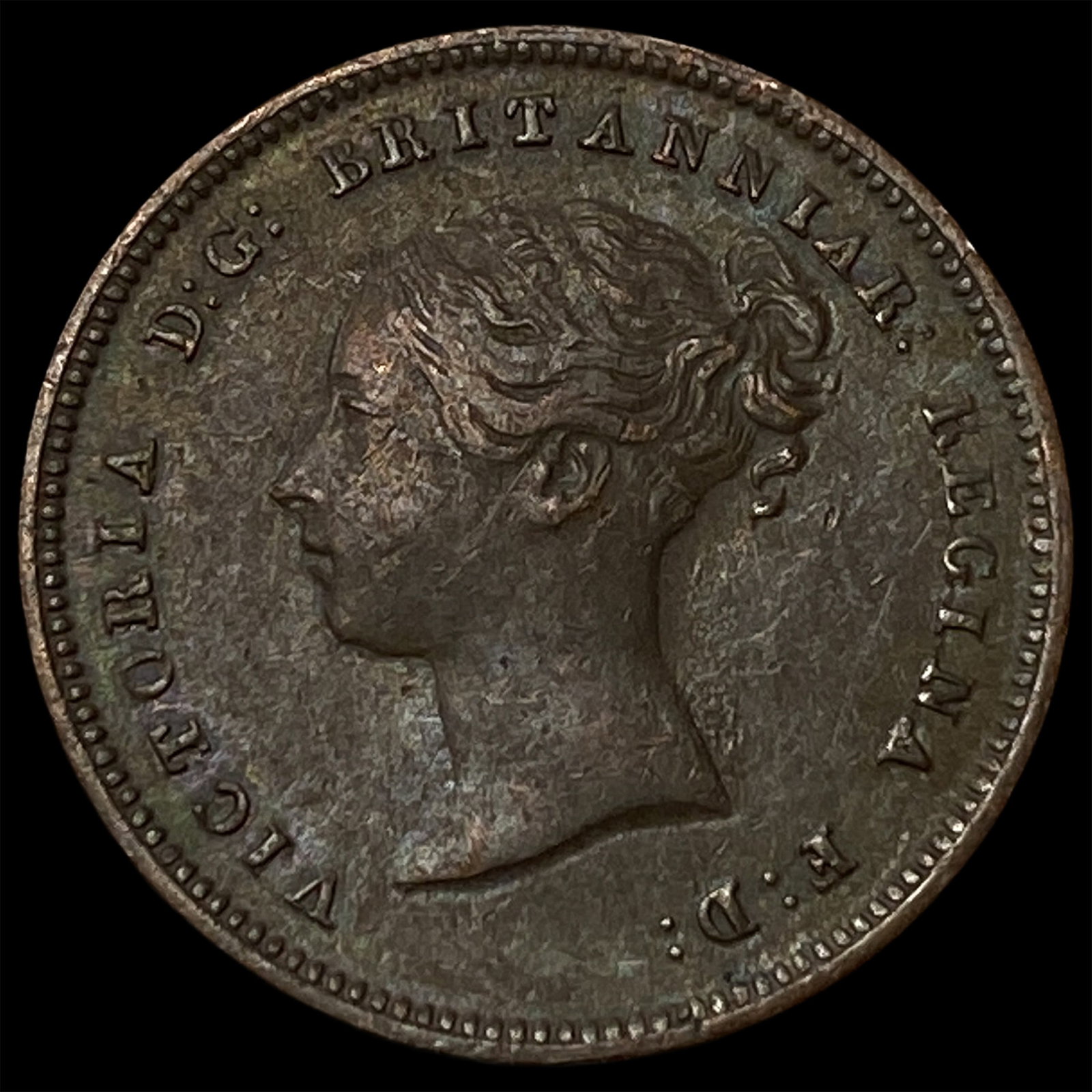 1843 Ceylon Copper 1/2 Farthing: 1843 Ceylon Copper 1/2 Farthing