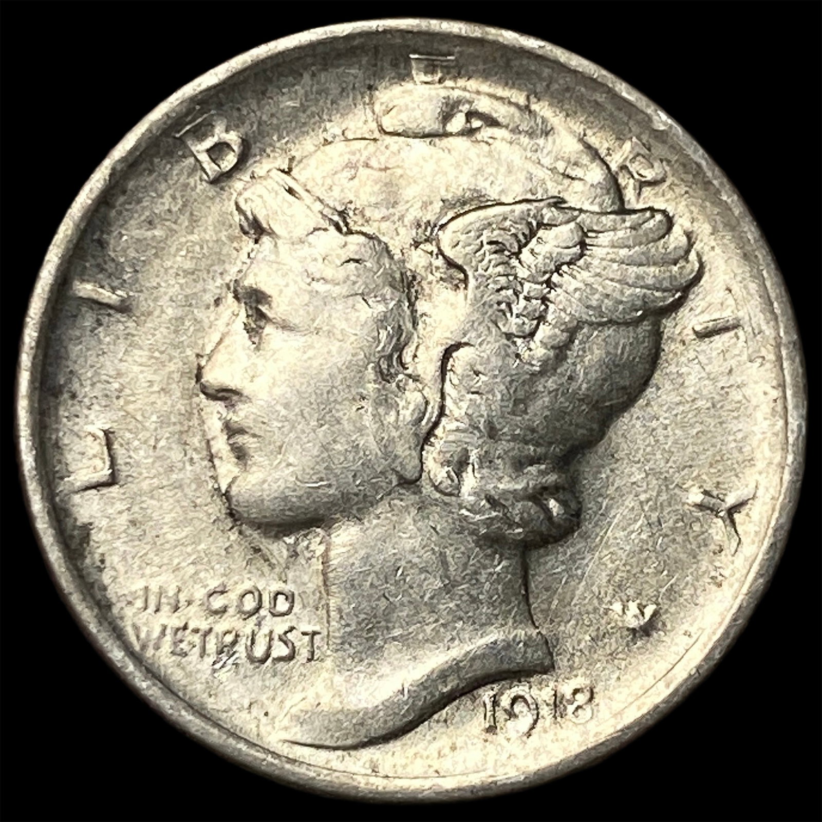1918-D Silver Mercury Dime CLOSELY UNCIRCULATED: 1918-D Silver Mercury Dime CLOSELY UNCIRCULATED