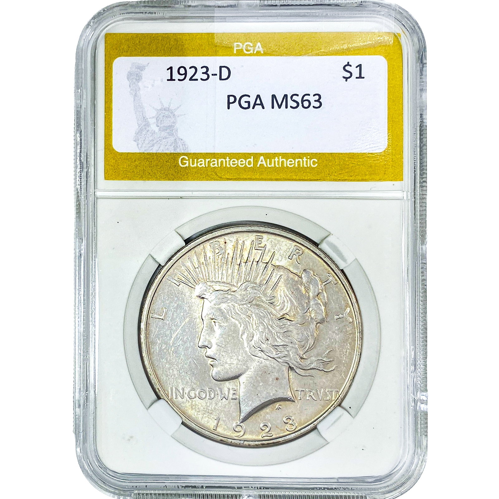 1923-D Silver Peace Dollar PGA MS63: 1923-D Silver Peace Dollar PGA MS63