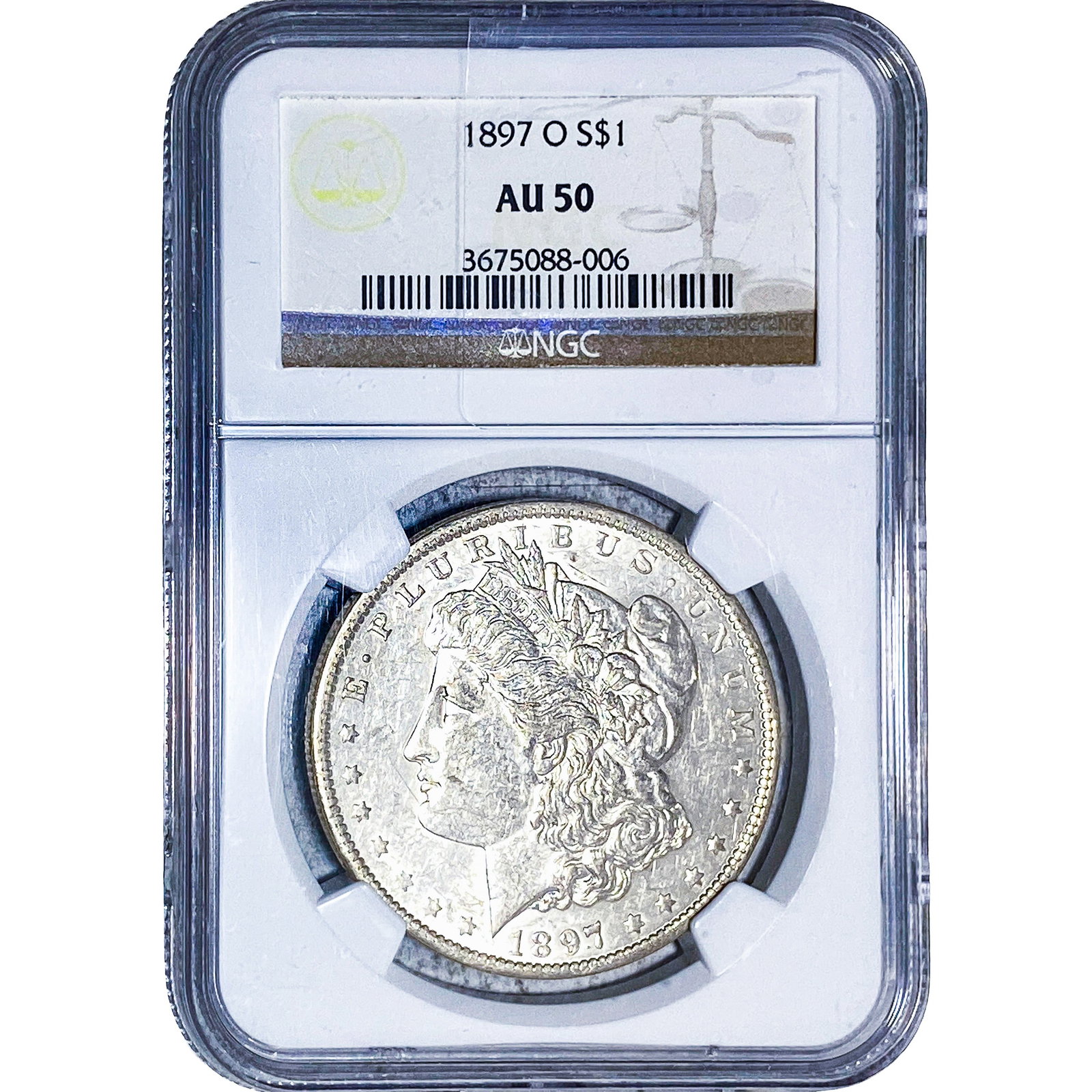 1897-O Morgan Silver Dollar NGC AU50: 1897-O Morgan Silver Dollar NGC AU50