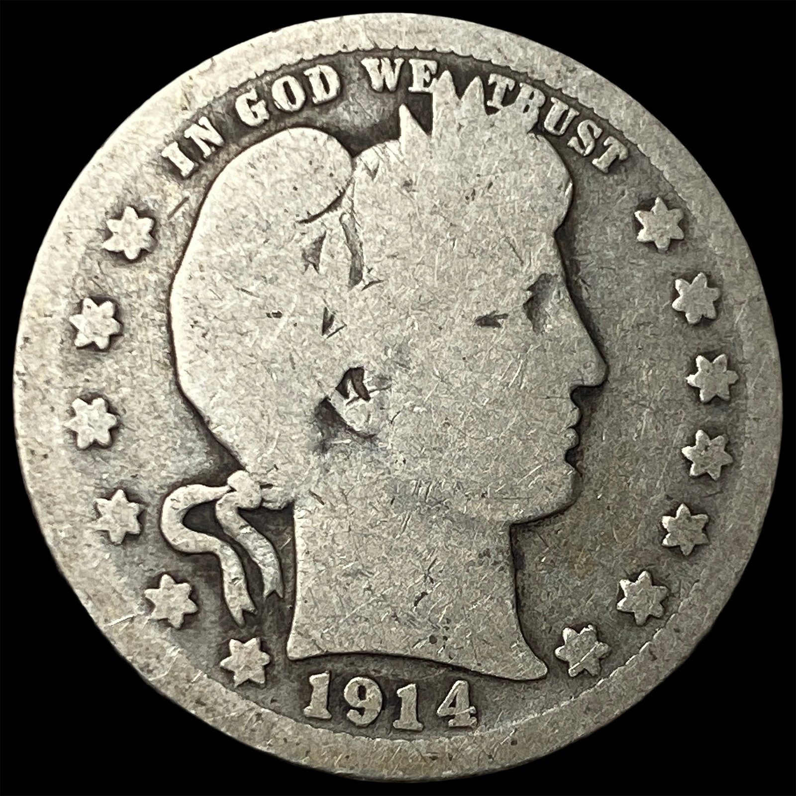 1914-S Barber Half Dollar NICELY CIRCULATED: 1914-S Barber Half Dollar NICELY CIRCULATED