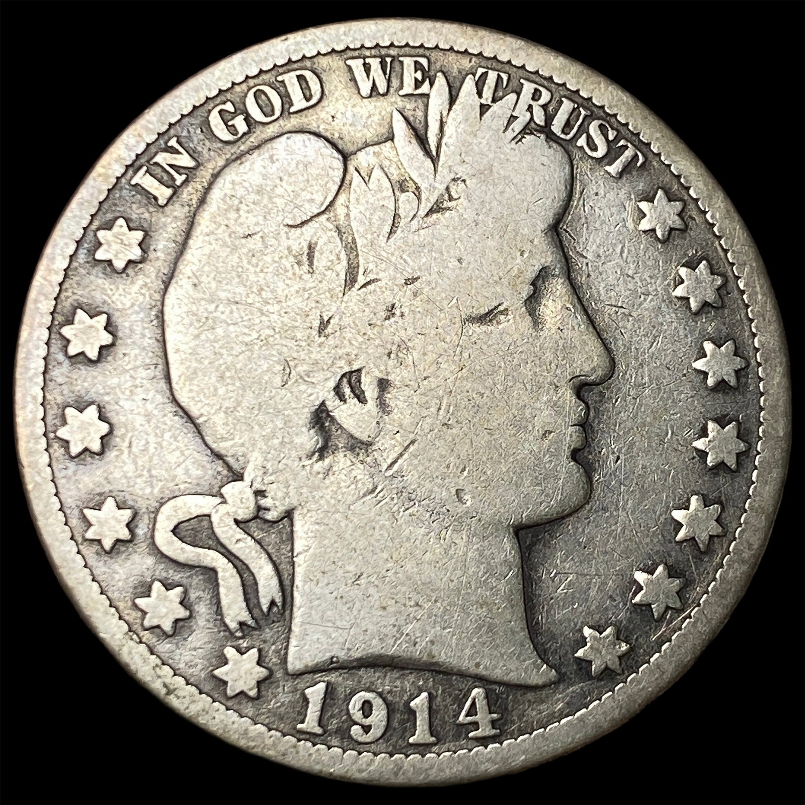 1914 Silver Barber Half Dollar NICELY CIRCULATED: 1914 Silver Barber Half Dollar NICELY CIRCULATED